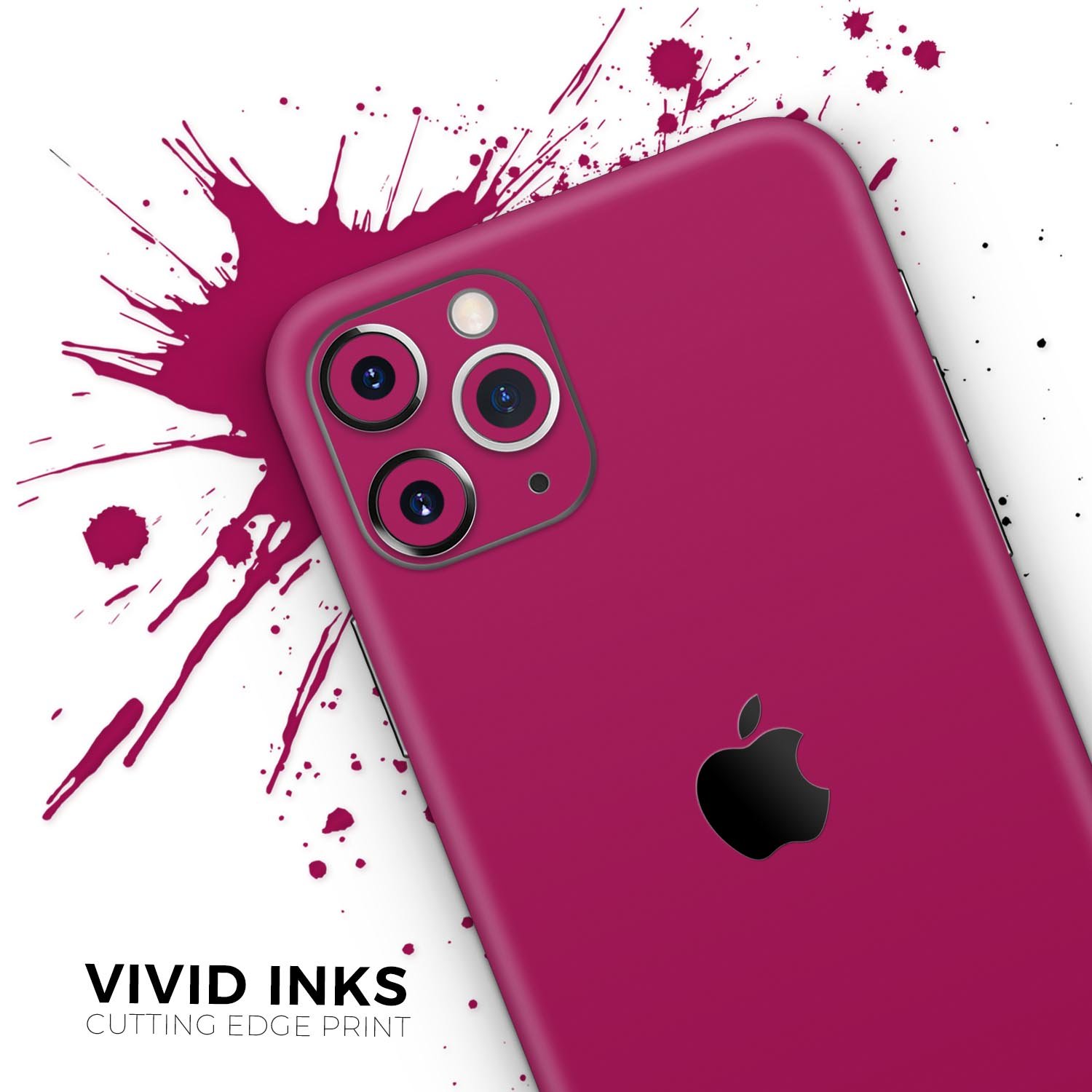 Solid Dark Pink V2 Skin-Kit for Apple iPhone 14, showcasing a sleek design and premium vinyl material.