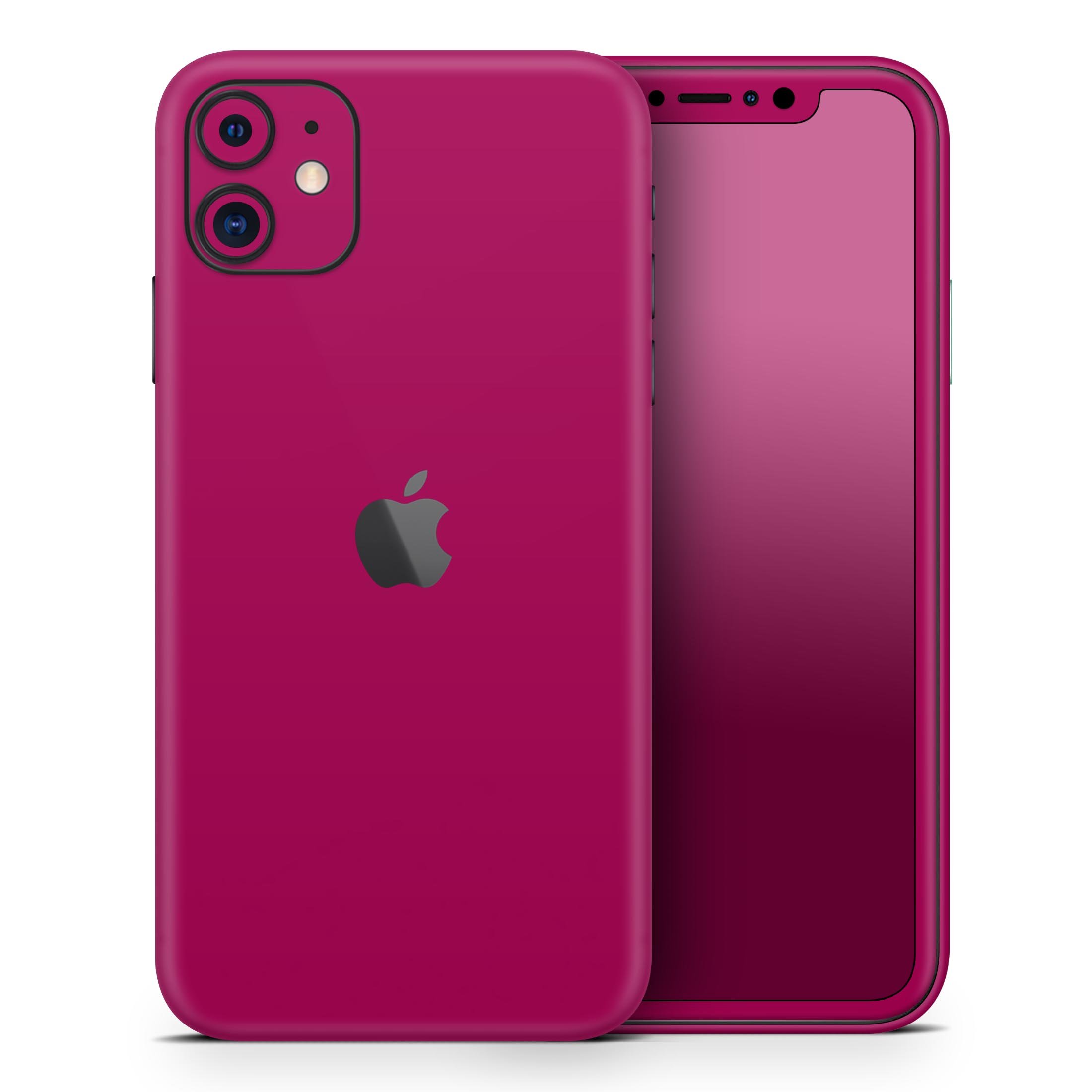 Solid Dark Pink V2 Skin-Kit for Apple iPhone 14, showcasing a sleek design and premium vinyl material.