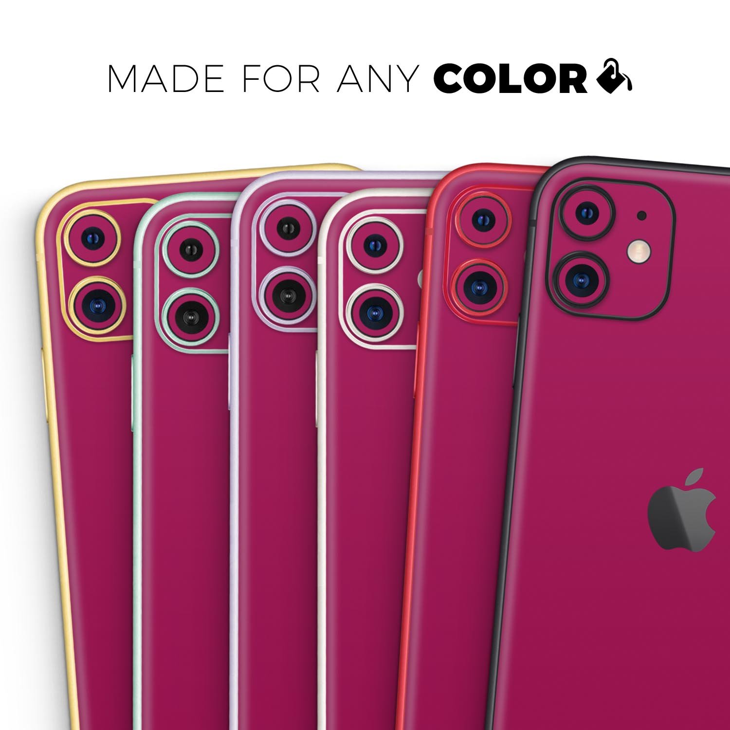 Solid Dark Pink V2 Skin-Kit for Apple iPhone 14, showcasing a sleek design and premium vinyl material.