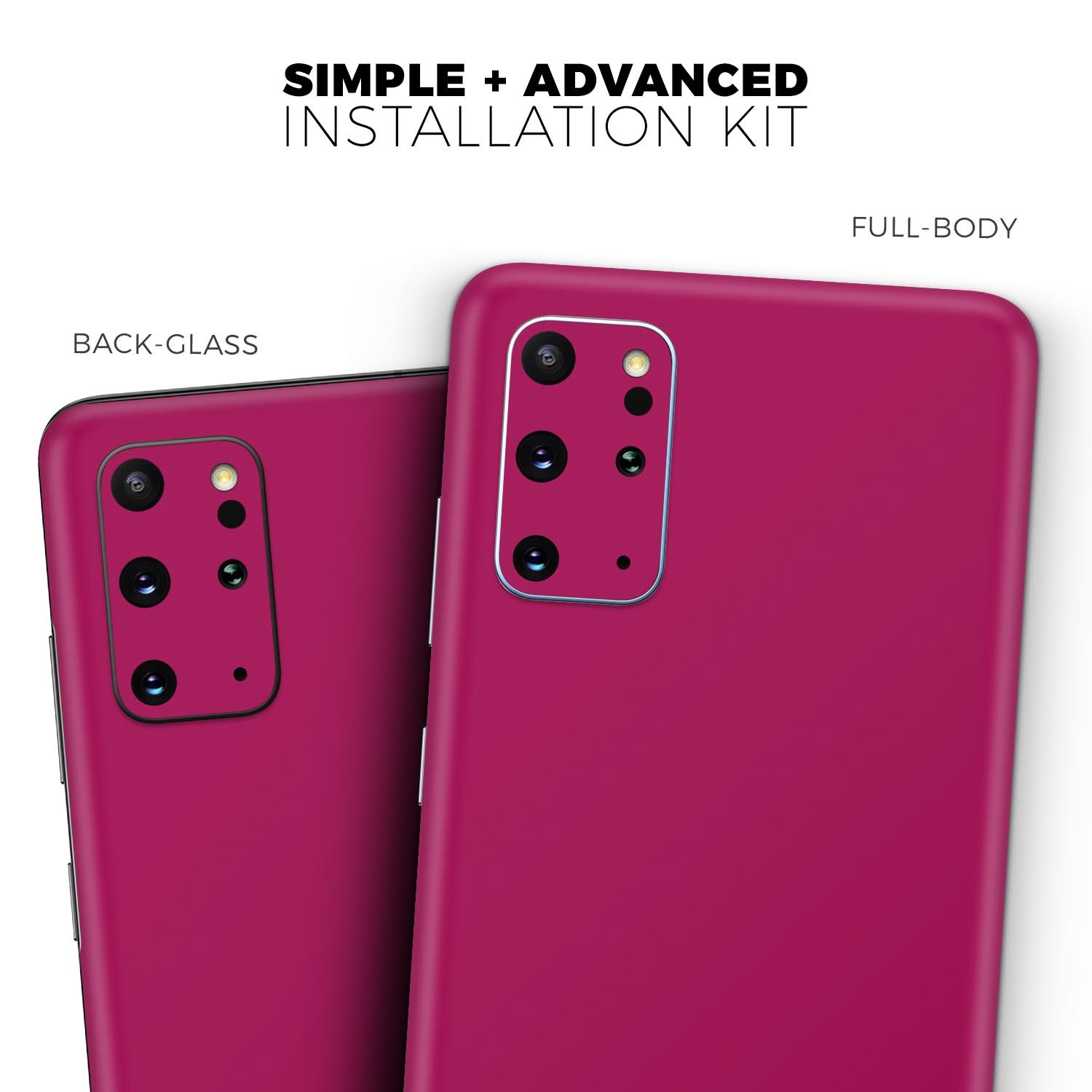 Solid Dark Pink V2 Skin-Kit for Samsung Galaxy S20, showcasing its sleek design and premium vinyl material.