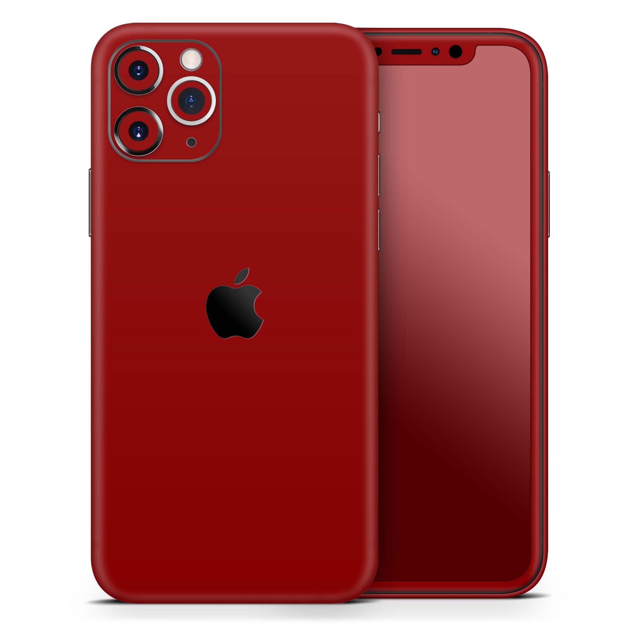 Solid Dark Red Skin-Kit for Apple iPhone 14 and 13, showcasing a sleek design and premium vinyl material.