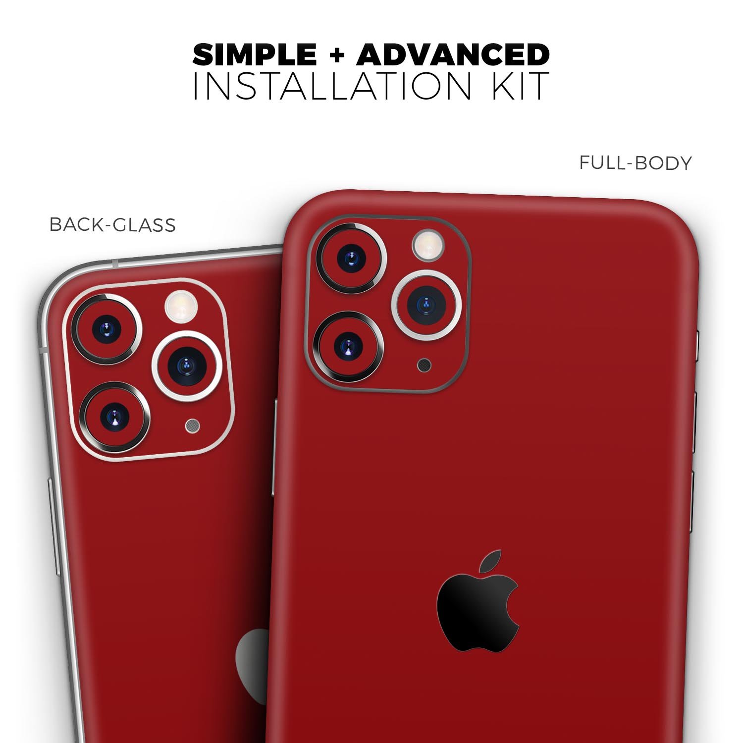 Solid Dark Red Skin-Kit for Apple iPhone 14 and 13, showcasing a sleek design and premium vinyl material.