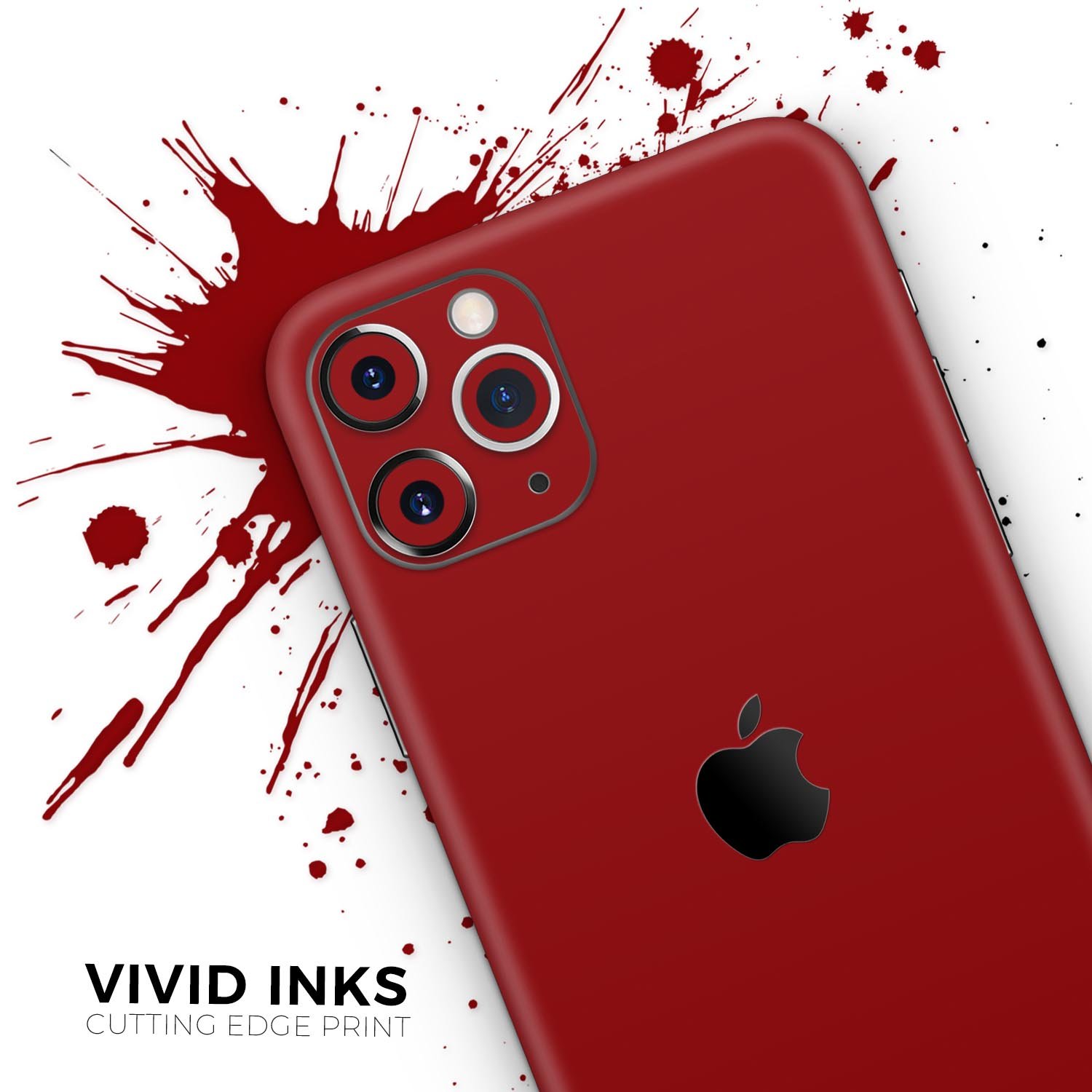 Solid Dark Red Skin-Kit for Apple iPhone 14 and 13, showcasing a sleek design and premium vinyl material.