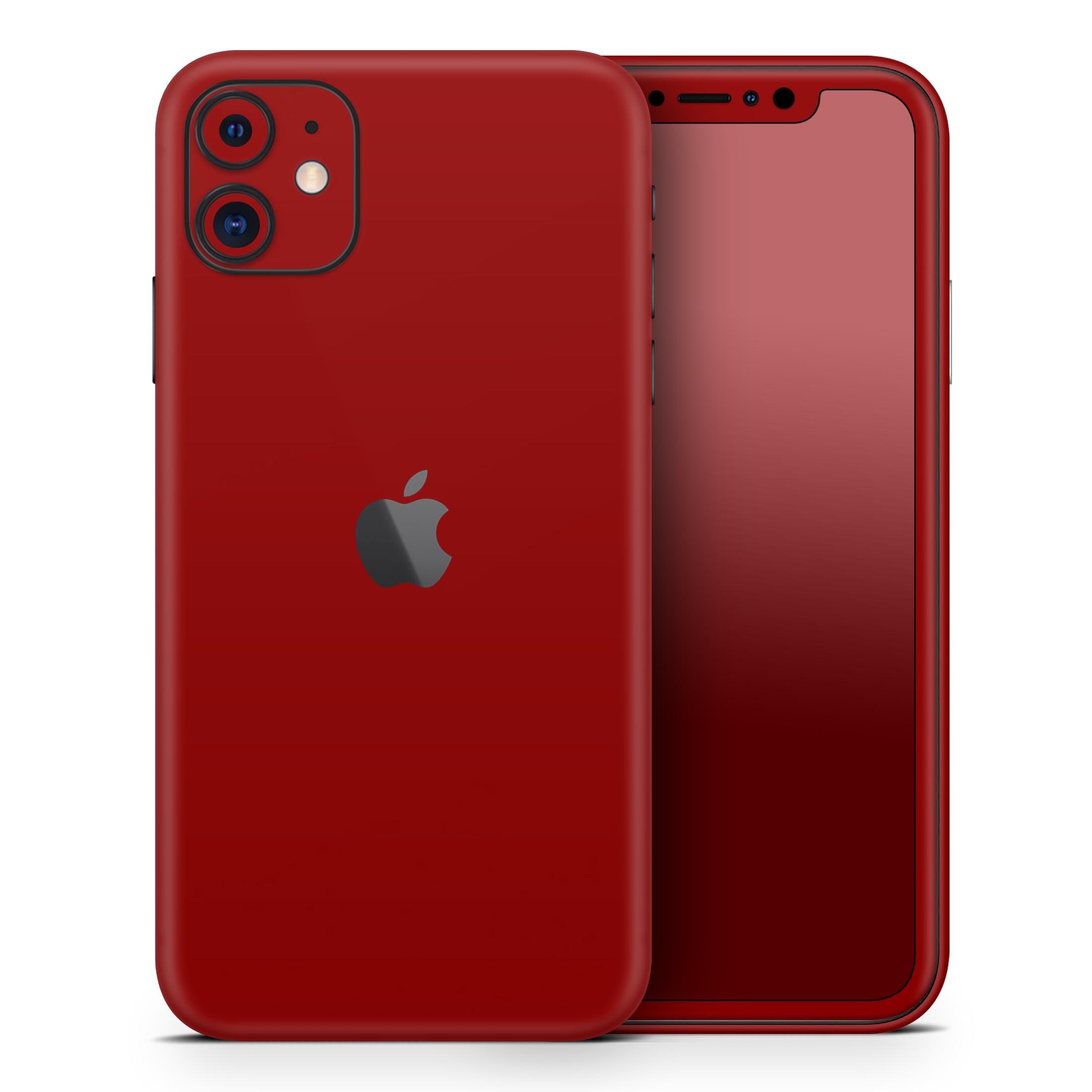 Solid Dark Red Skin-Kit for Apple iPhone 14 and 13, showcasing a sleek design and premium vinyl material.