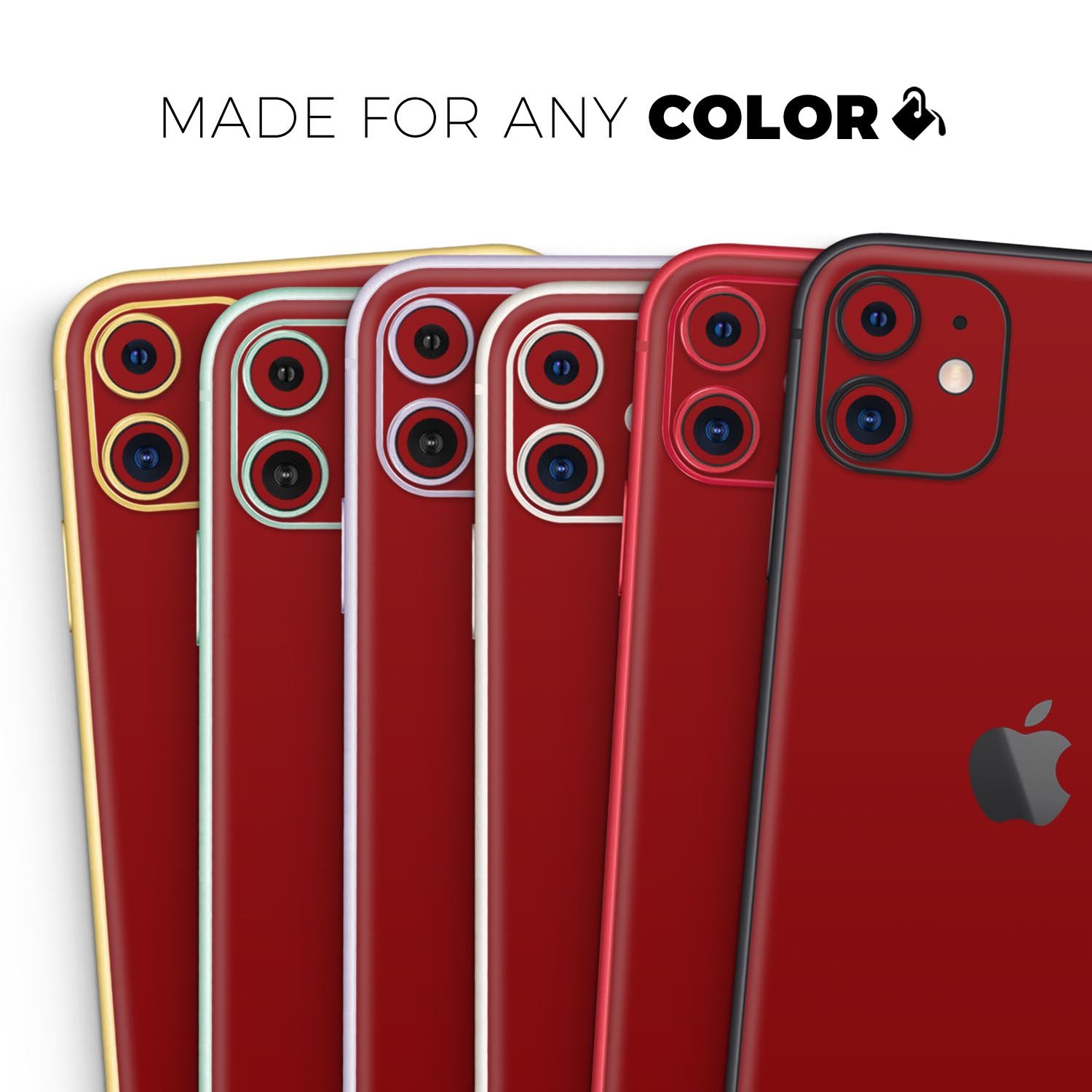 Solid Dark Red Skin-Kit for Apple iPhone 14 and 13, showcasing a sleek design and premium vinyl material.