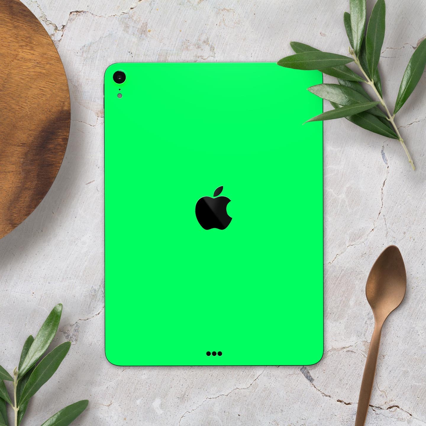 Solid Green V2 Full Body Skin Decal for Apple iPad Pro 12.9", showcasing its sleek design and premium 3M material.