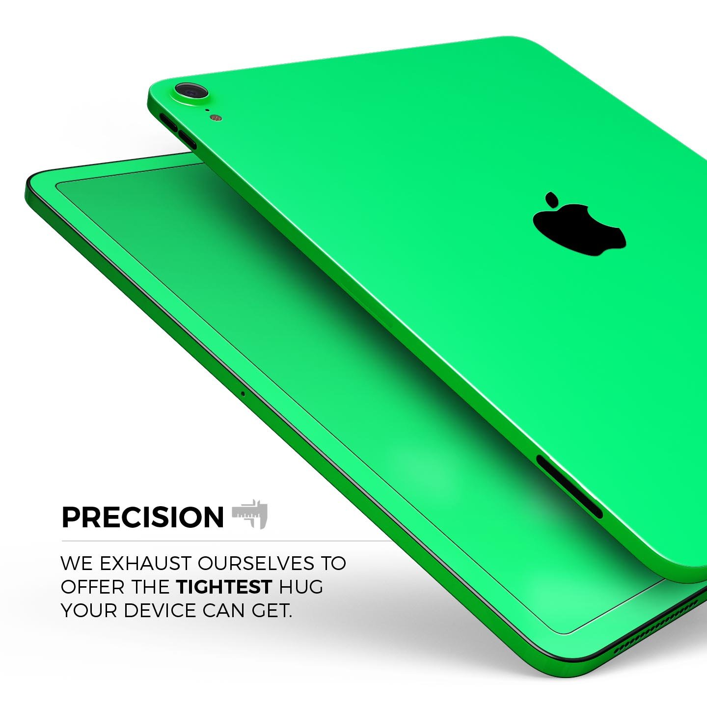 Solid Green V2 Full Body Skin Decal for Apple iPad Pro 12.9", showcasing its sleek design and premium 3M material.