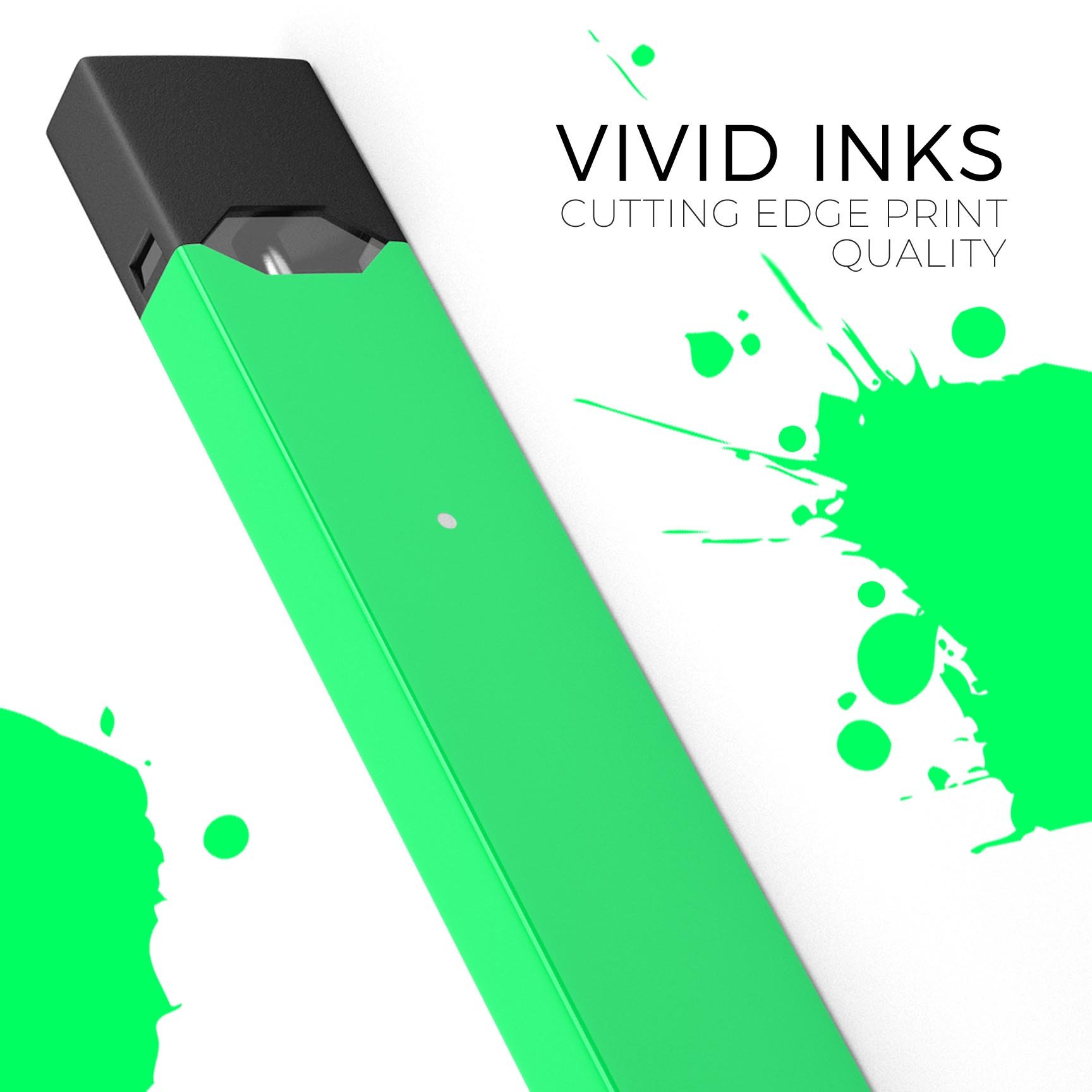 Solid Green V2 premium decal skin-wrap sticker designed for JUUL vaping device, showcasing vibrant green color and precise cut.