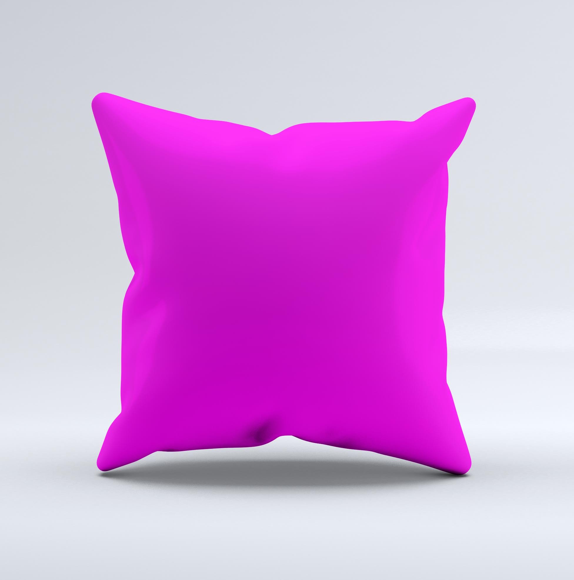 Solid hot pink decorative throw pillow with high thread count fabric, handcrafted in Virginia, showcasing unique design and plush filling.