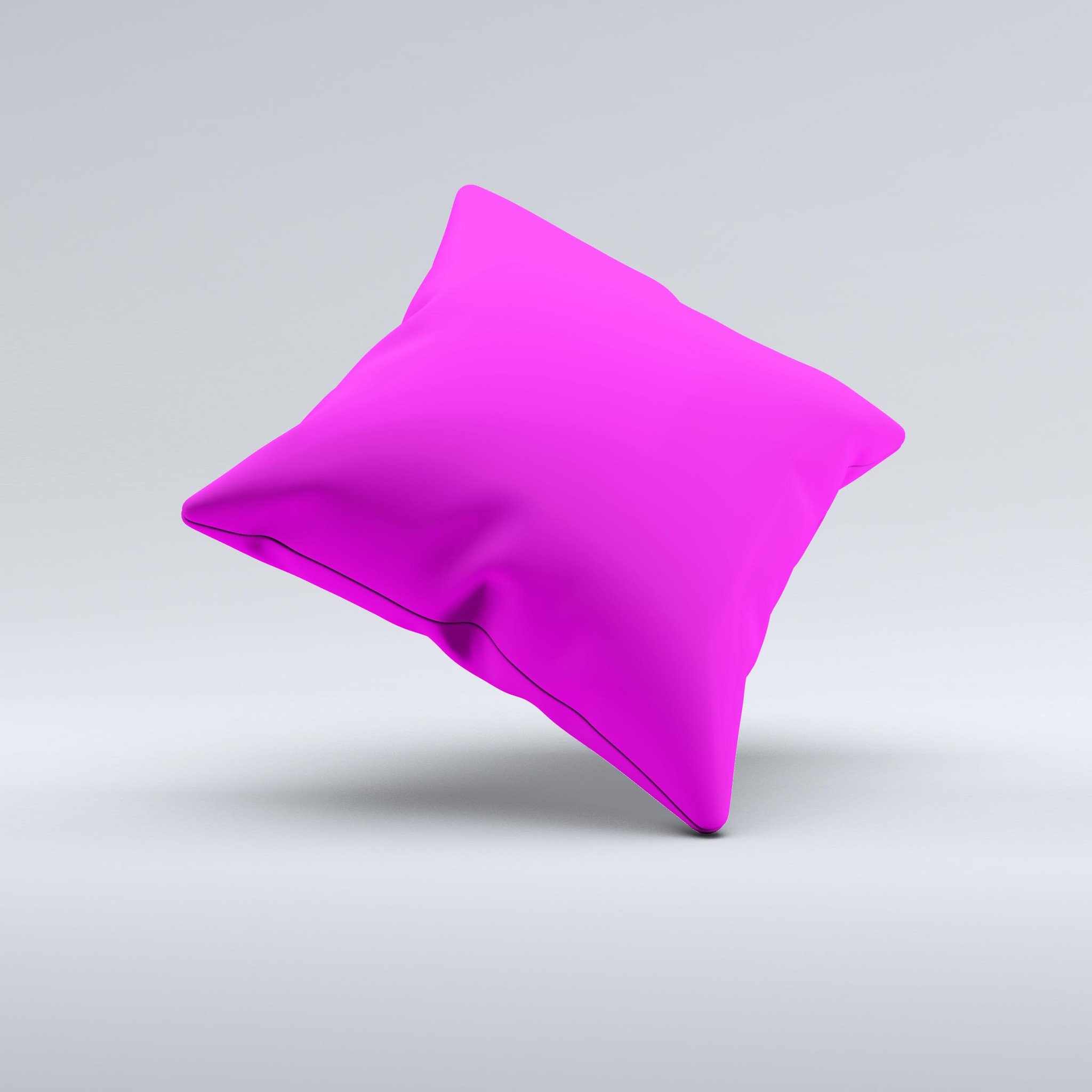 Solid hot pink decorative throw pillow with high thread count fabric, handcrafted in Virginia, showcasing unique design and plush filling.