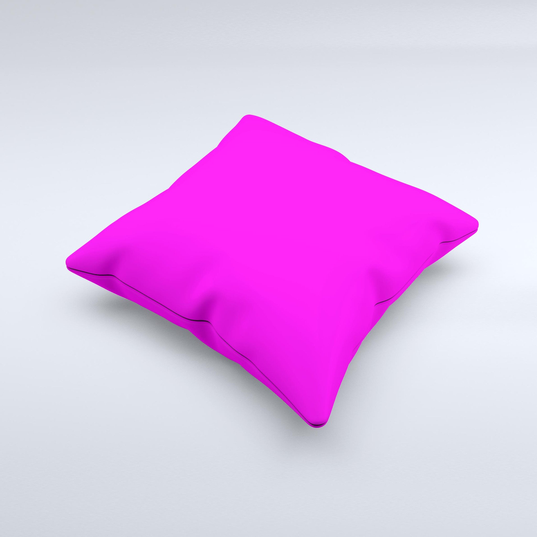 Solid hot pink decorative throw pillow with high thread count fabric, handcrafted in Virginia, showcasing unique design and plush filling.