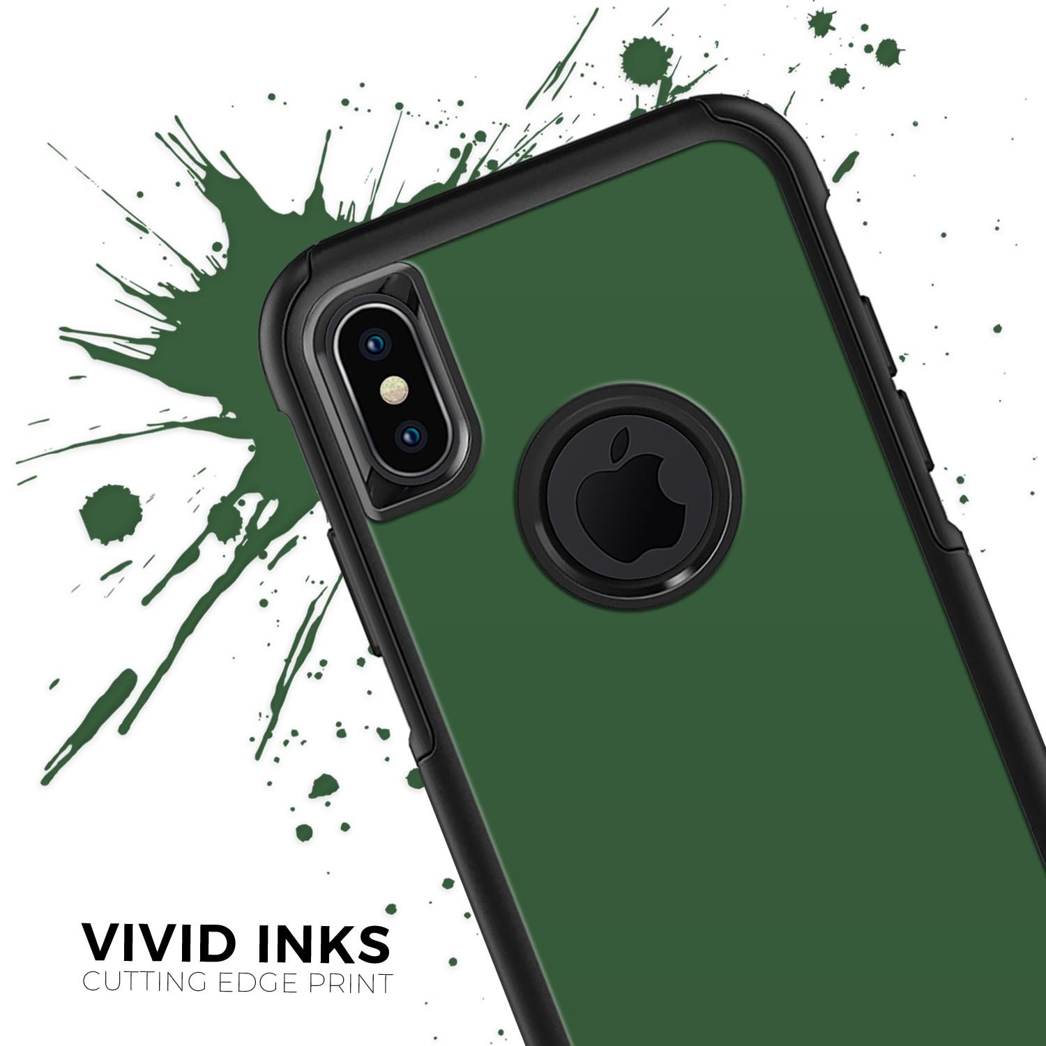 Solid Hunter Green Skin Kit for iPhone OtterBox Cases, showcasing its sleek design and premium quality materials.