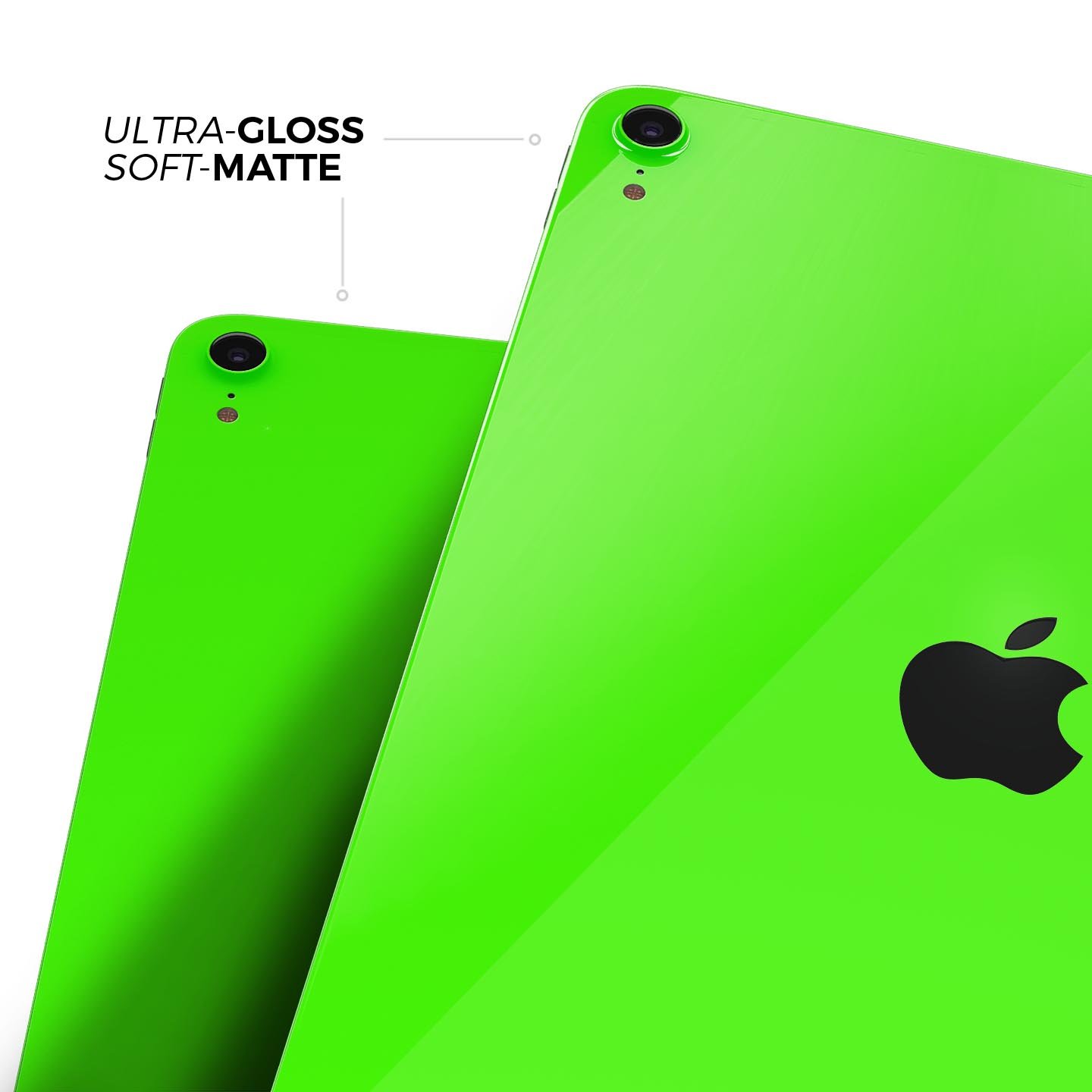 Solid Lime Green V2 skin decal for Apple iPad Pro, showcasing vibrant color and premium 3M material.