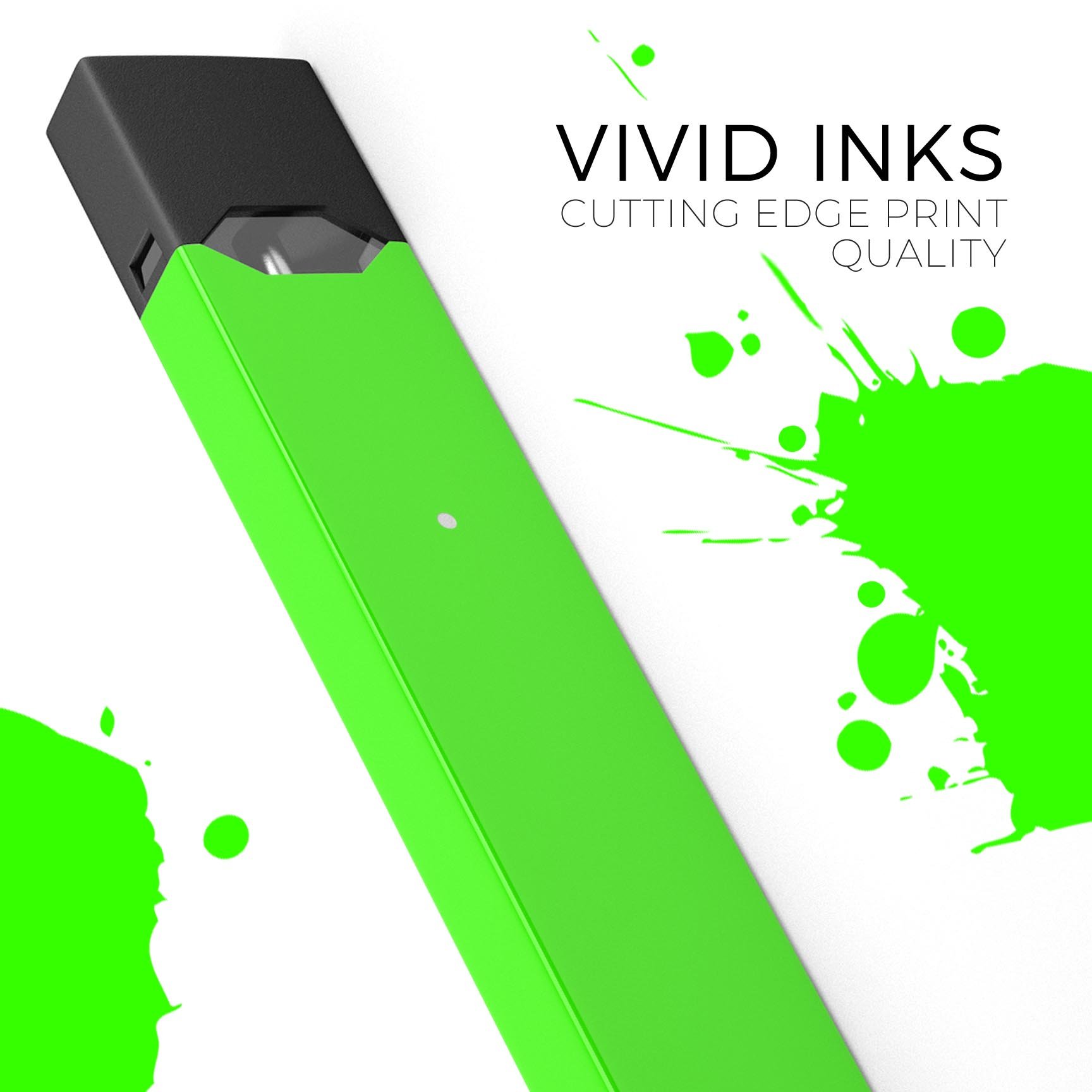 Solid Lime Green V2 skin-wrap sticker designed for JUUL vaping device, showcasing vibrant color and precision cut.