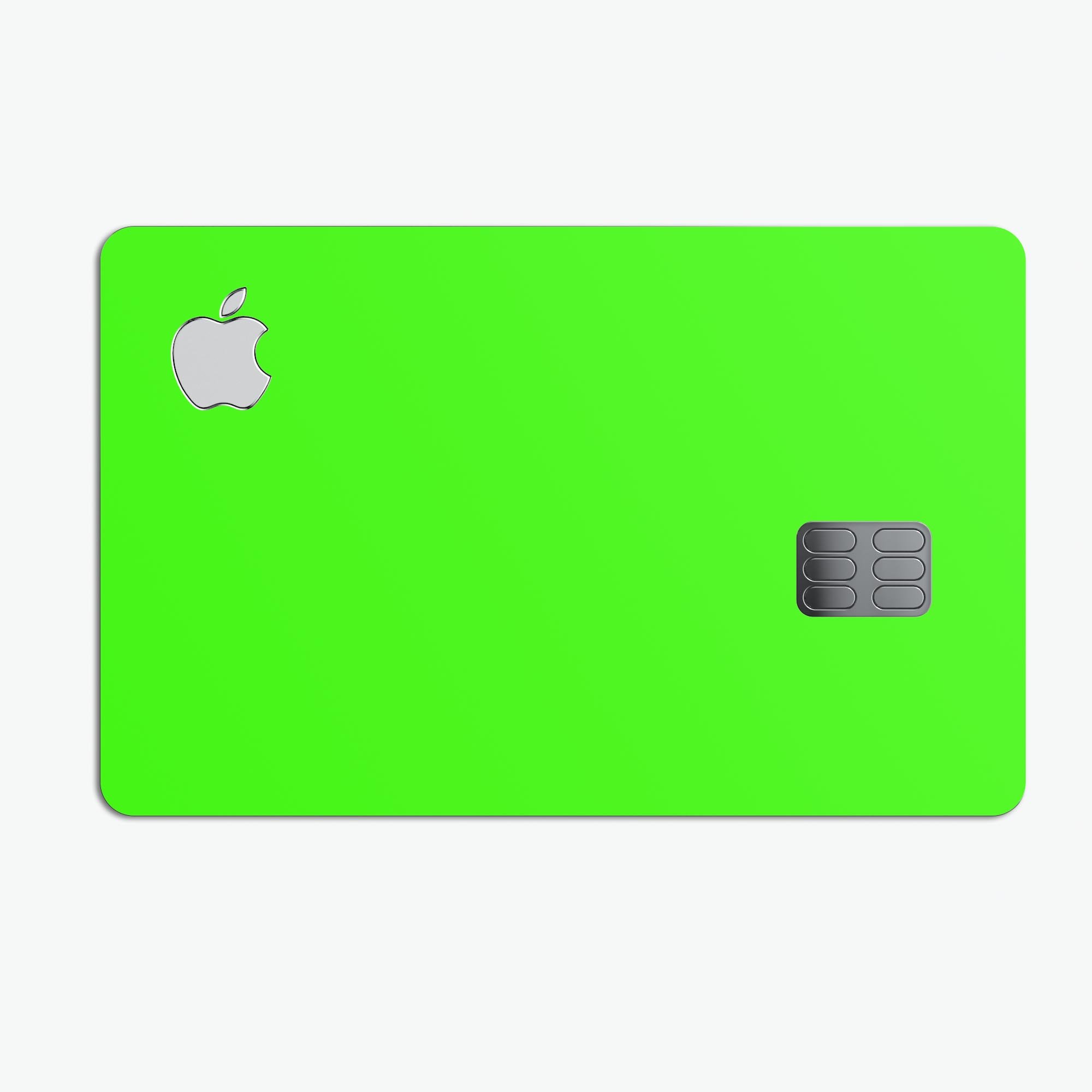 Solid Lime Green V2 decal skin for Apple Card, showcasing vibrant color and premium vinyl material.