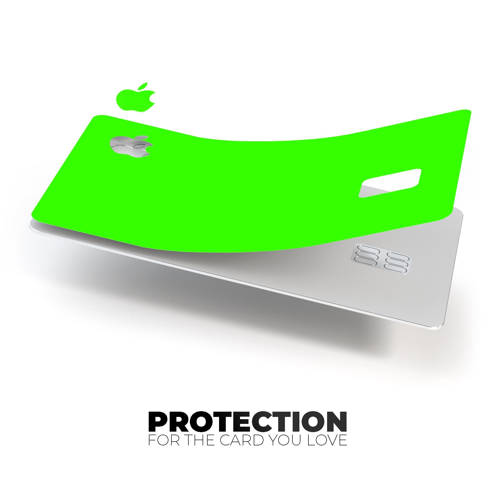 Solid Lime Green V2 decal skin for Apple Card, showcasing vibrant color and premium vinyl material.