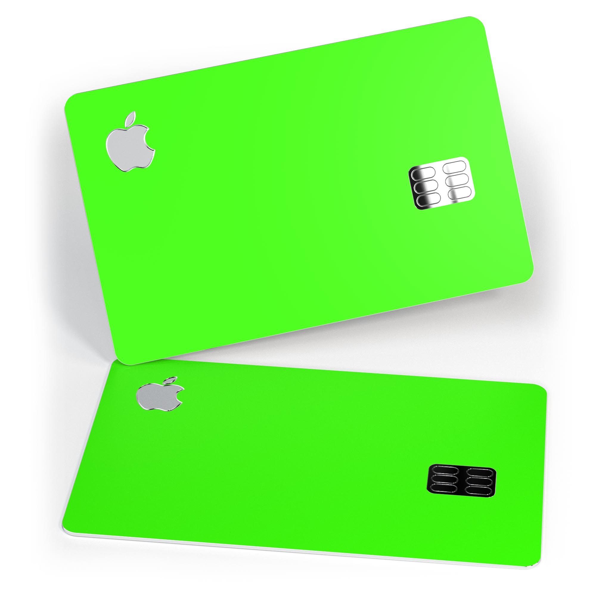 Solid Lime Green V2 decal skin for Apple Card, showcasing vibrant color and premium vinyl material.