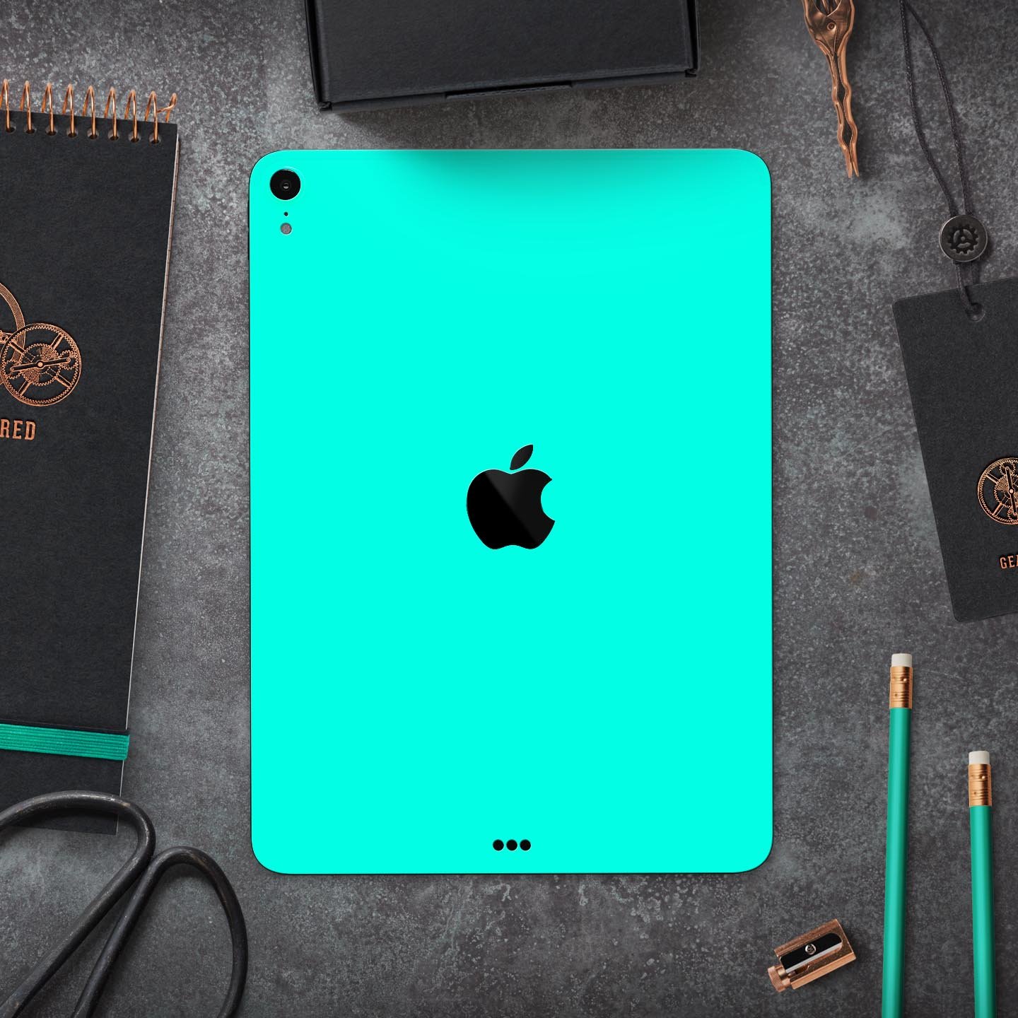 Solid Mint V2 full body skin decal for Apple iPad Pro 12.9", showcasing its sleek mint finish and premium 3M material.