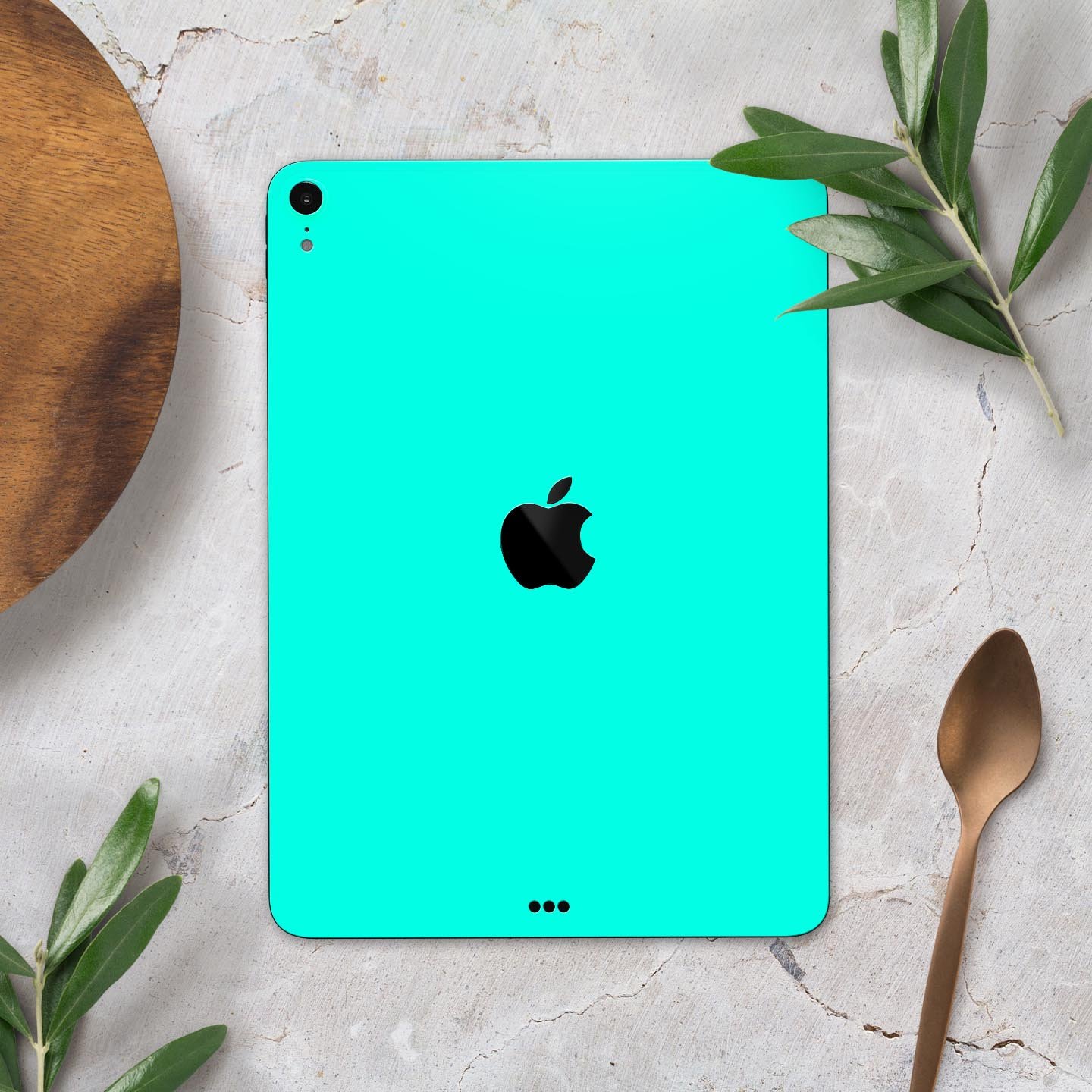 Solid Mint V2 full body skin decal for Apple iPad Pro 12.9", showcasing its sleek mint finish and premium 3M material.