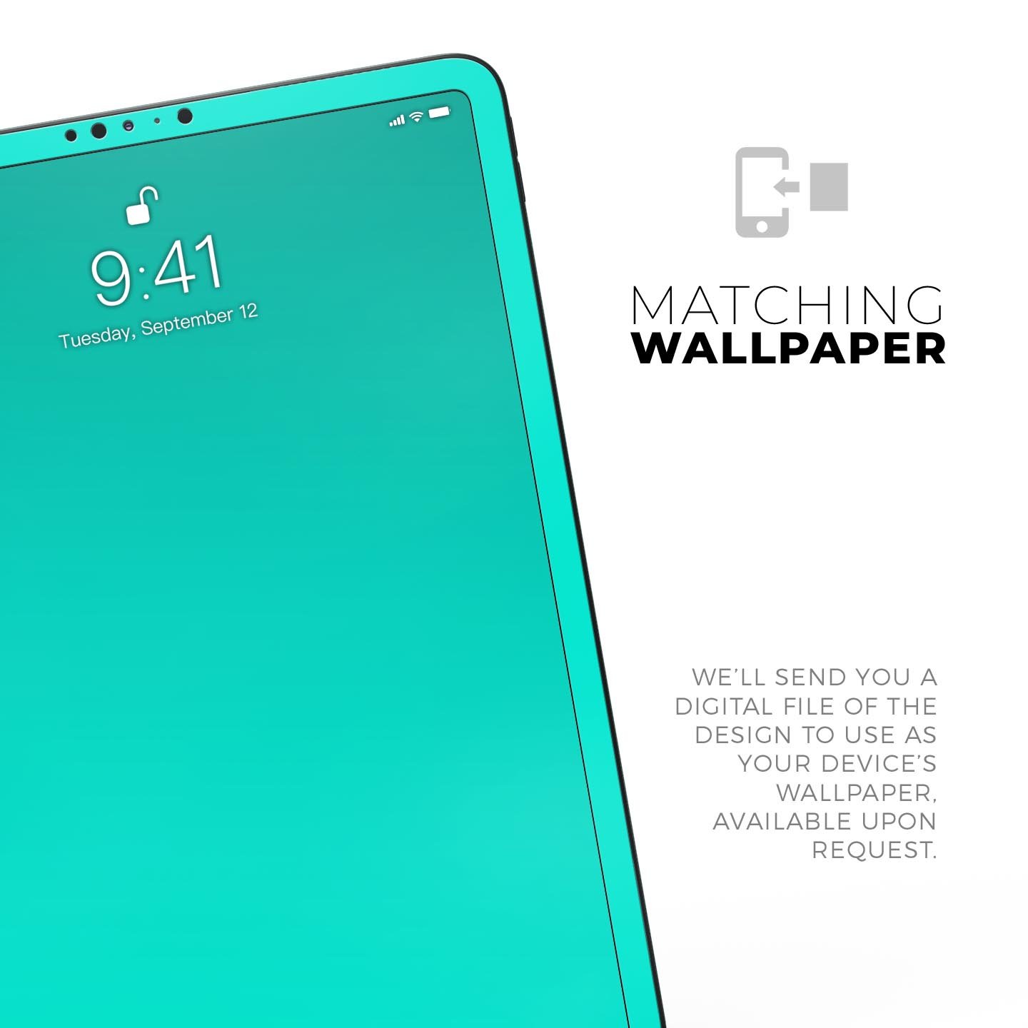 Solid Mint V2 full body skin decal for Apple iPad Pro 12.9", showcasing its sleek mint finish and premium 3M material.