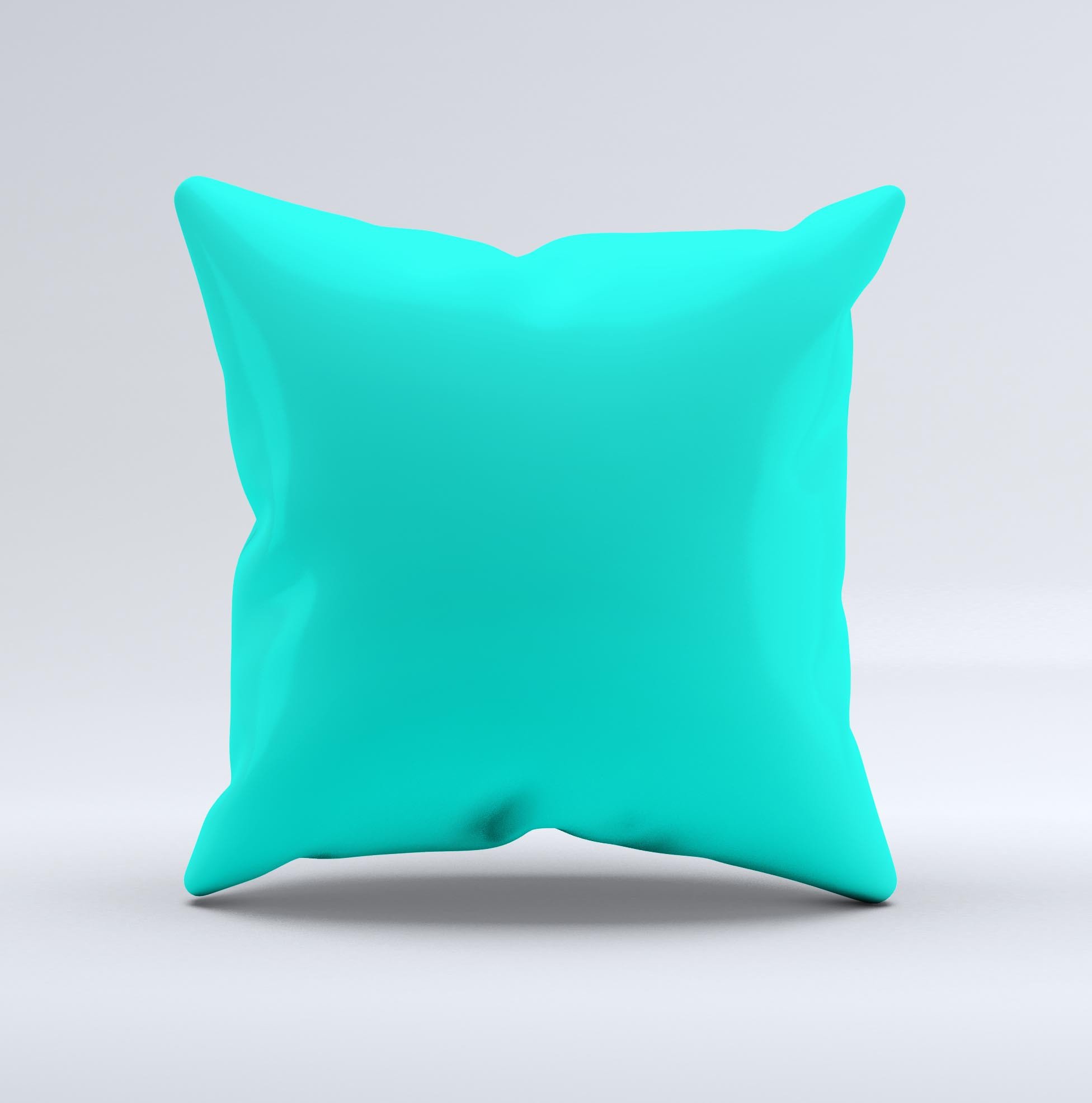 Solid Mint V2 Ink-Fuzed Decorative Throw Pillow showcasing a unique handmade design with high thread count fabric.