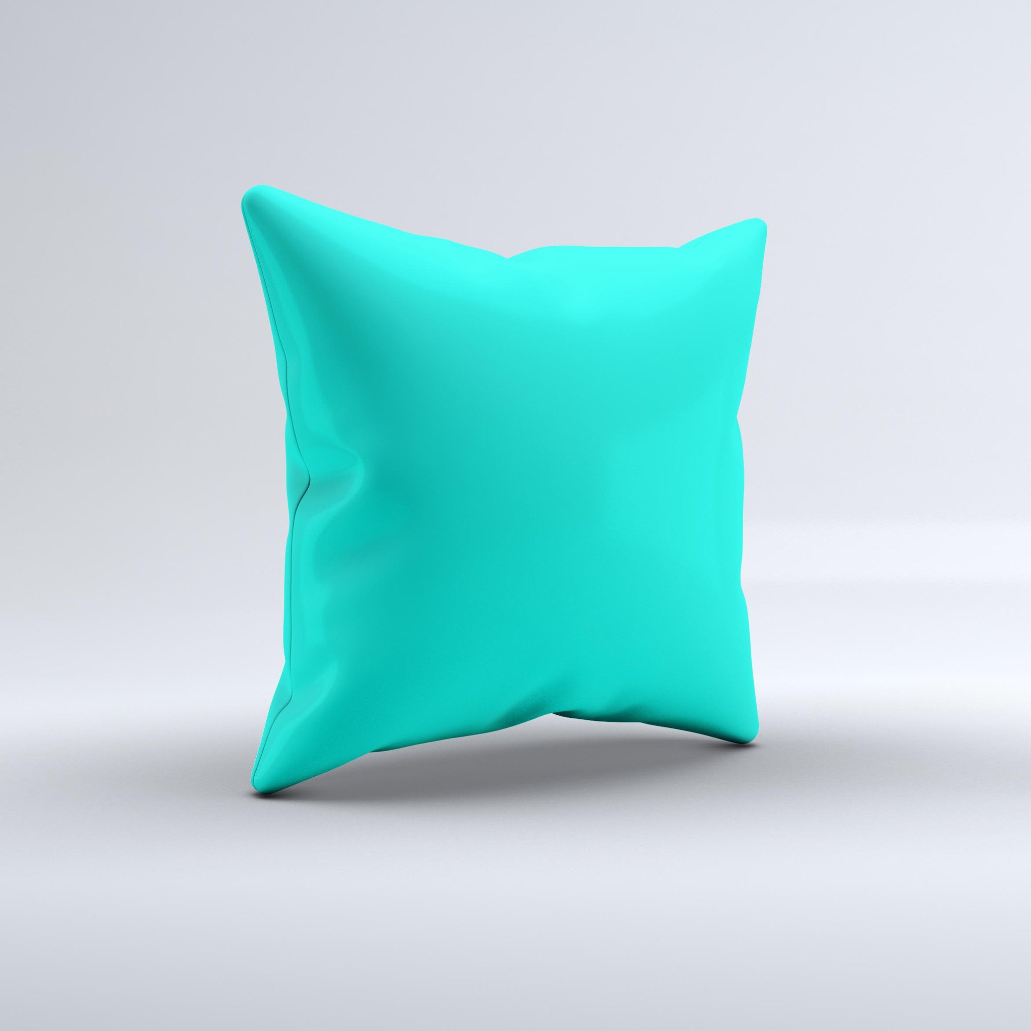 Solid Mint V2 Ink-Fuzed Decorative Throw Pillow showcasing a unique handmade design with high thread count fabric.