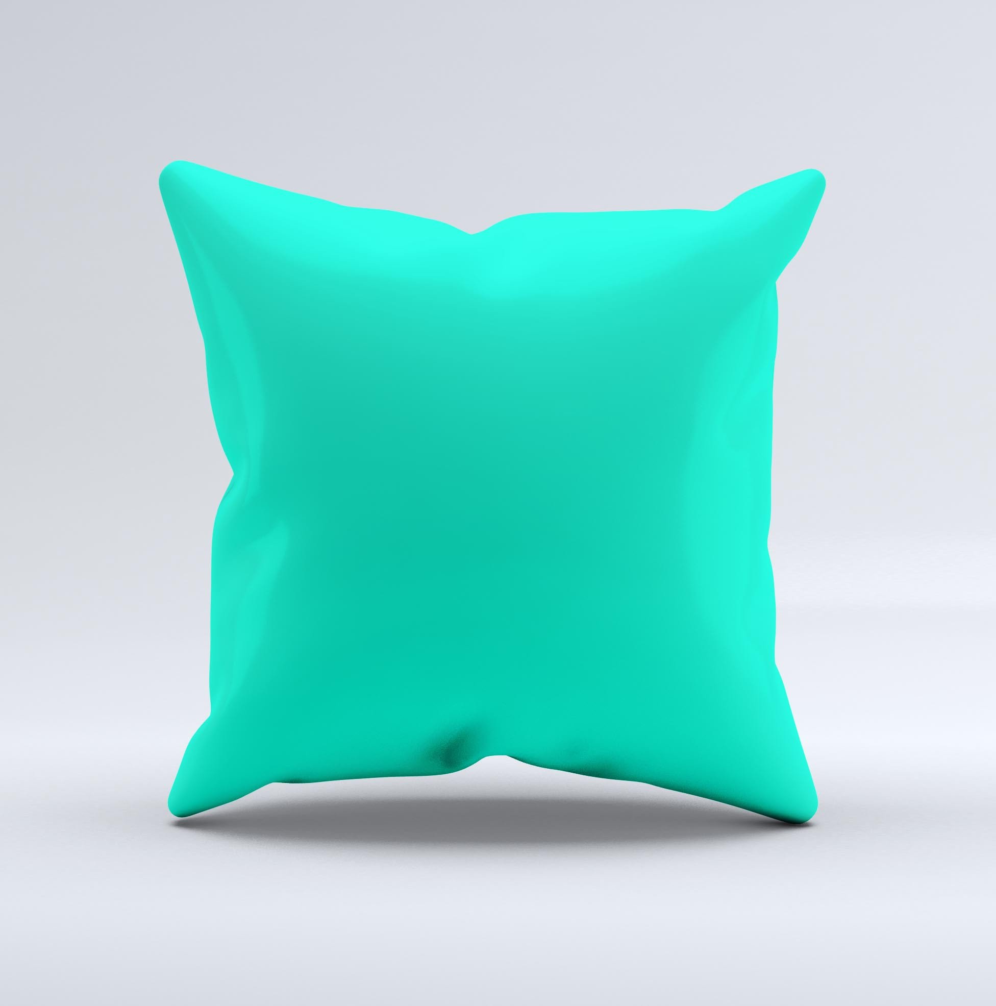 Solid Mint V3 Ink-Fuzed Decorative Throw Pillow showcasing a unique handcrafted design with a soft mint color.