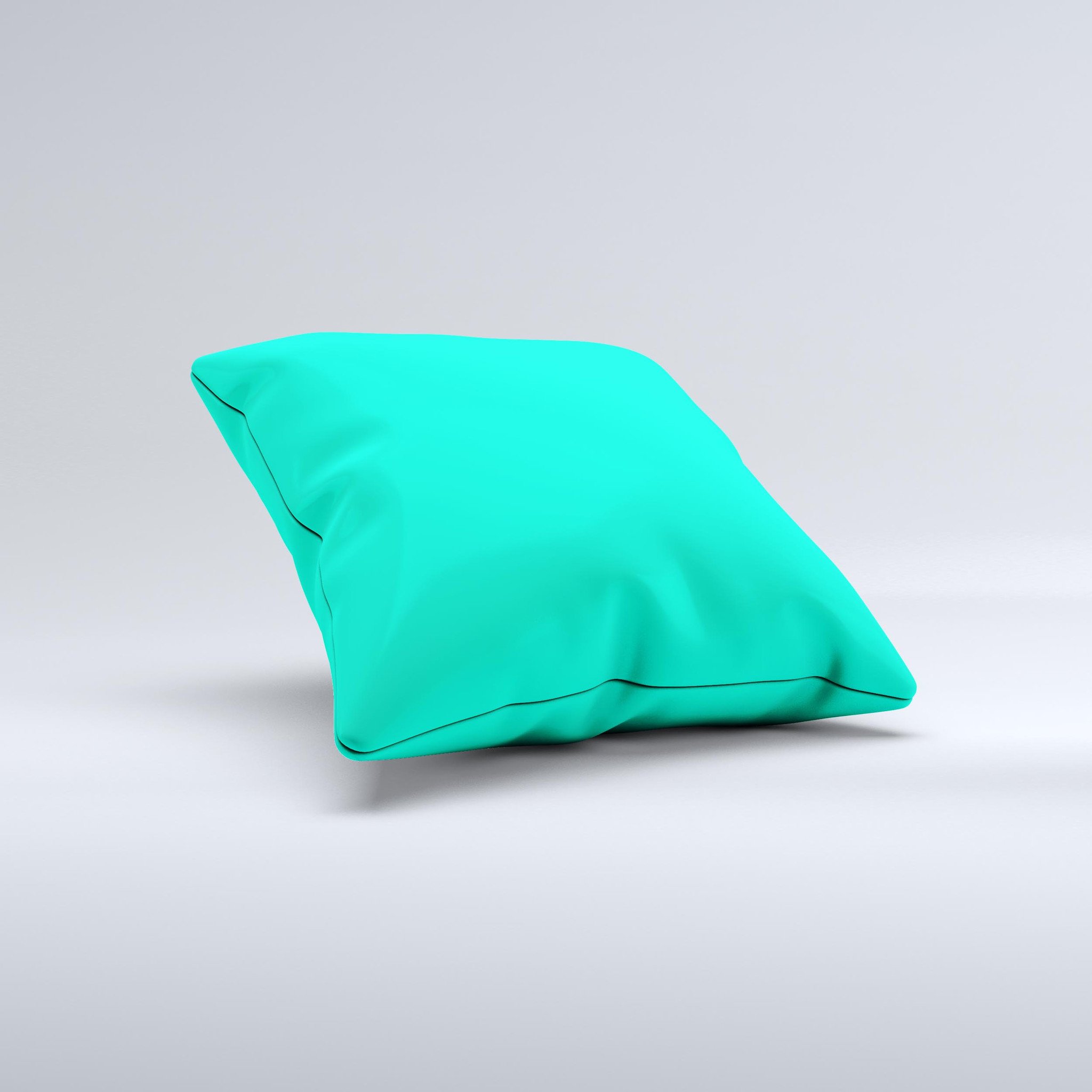 Solid Mint V3 Ink-Fuzed Decorative Throw Pillow showcasing a unique handcrafted design with a soft mint color.