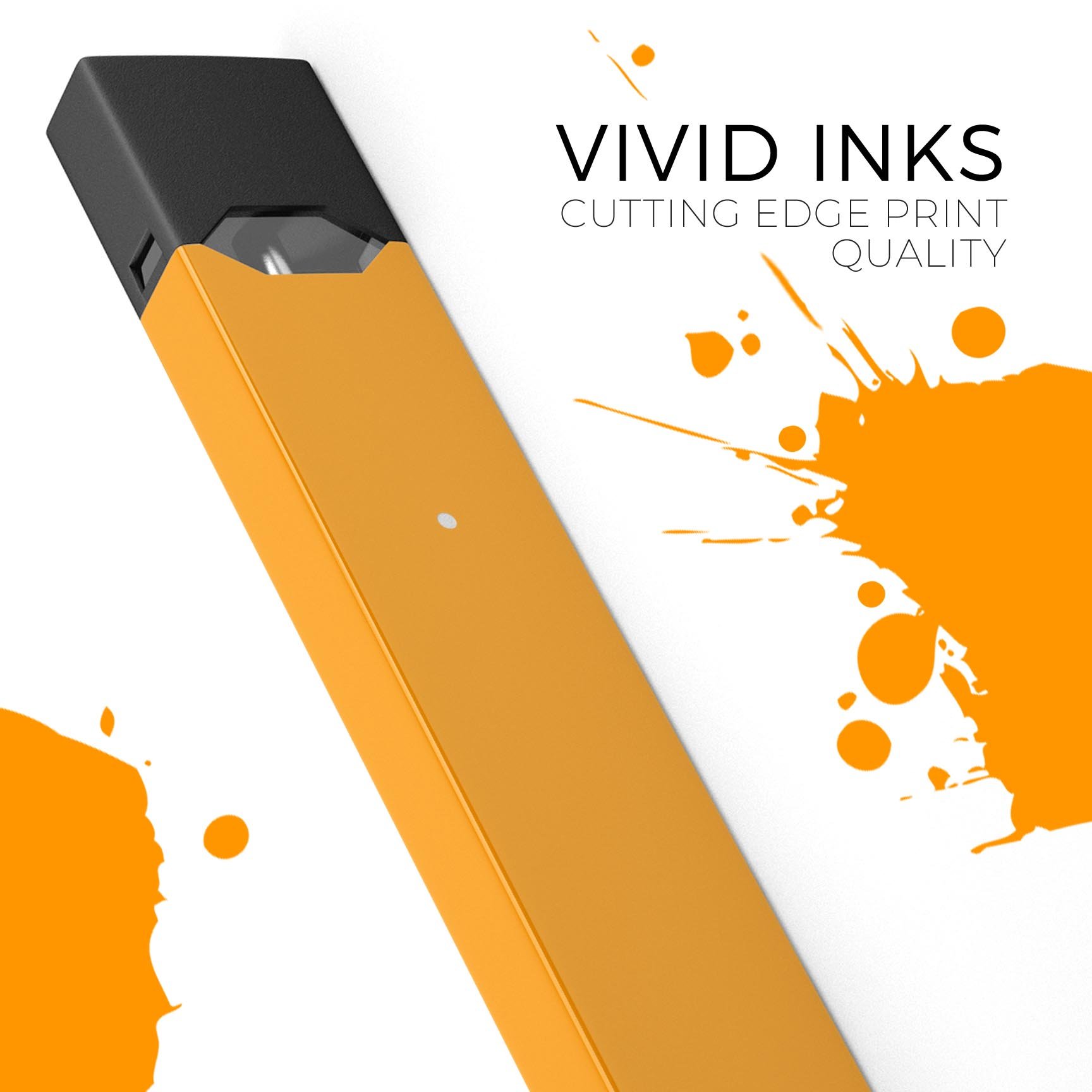 Solid orange premium decal skin-wrap sticker designed for JUUL vaping device, showcasing vibrant color and precise cut.