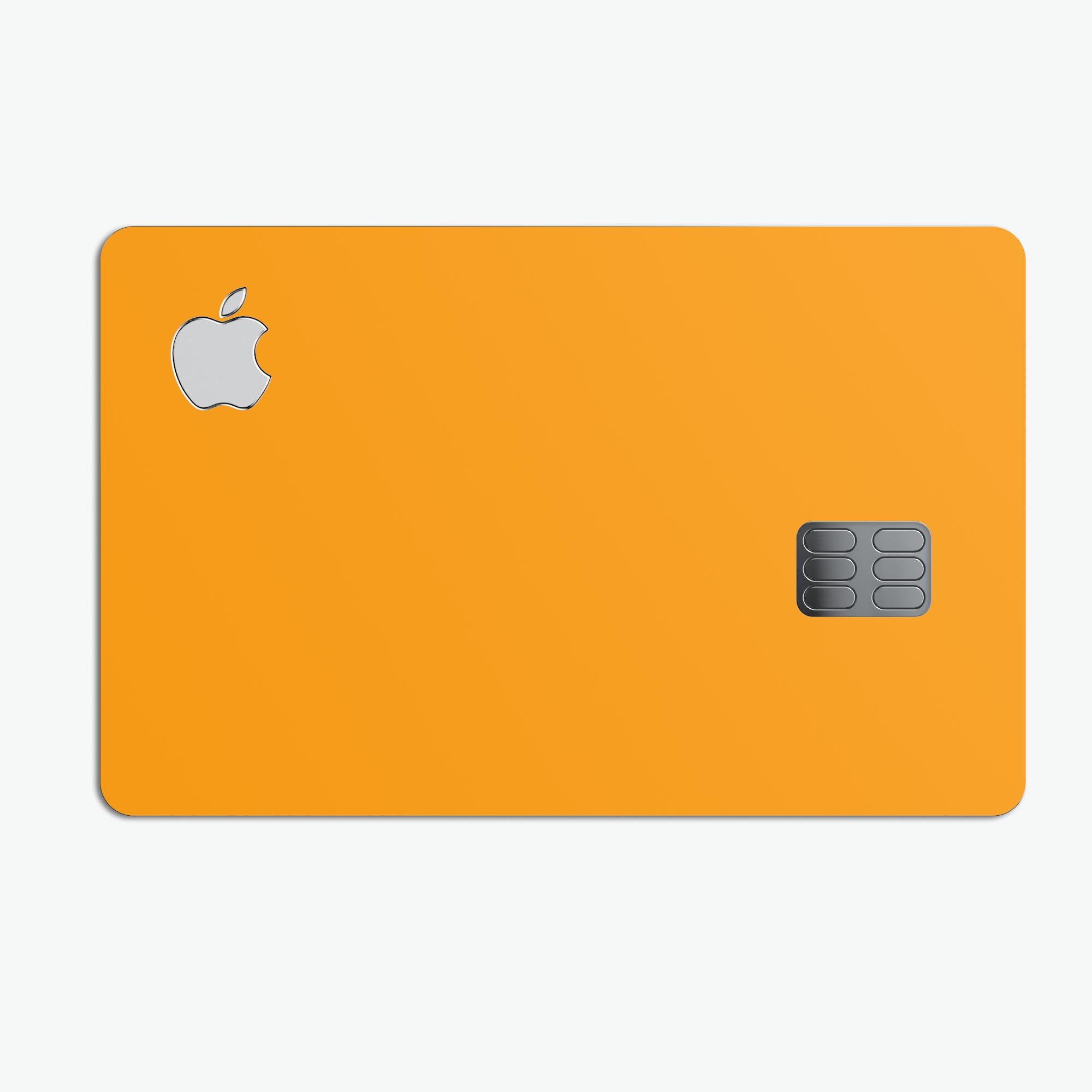 Solid Orange Premium Protective Decal Skin-Kit for Apple Card, showcasing vibrant orange color and sleek design.