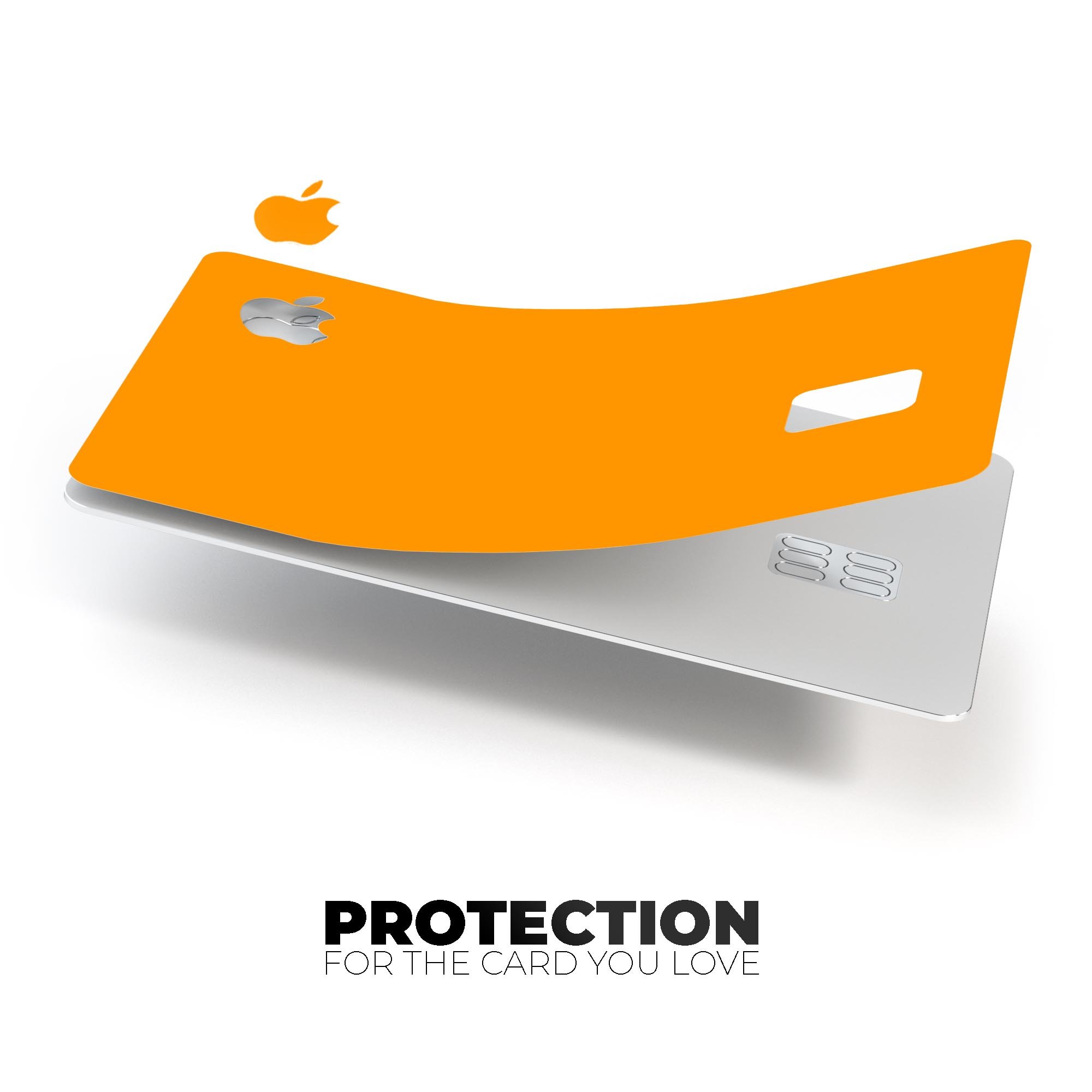 Solid Orange Premium Protective Decal Skin-Kit for Apple Card, showcasing vibrant orange color and sleek design.