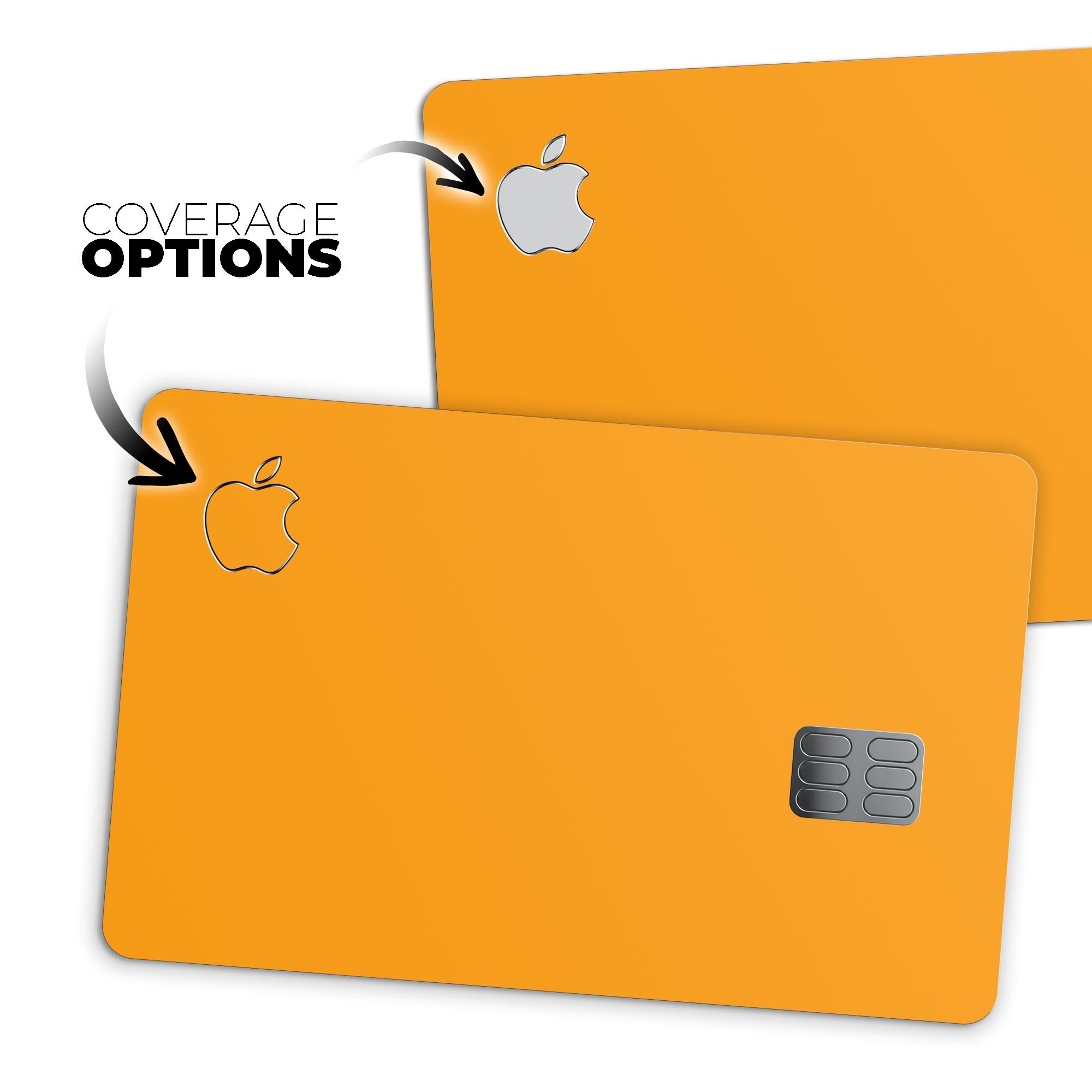 Solid Orange Premium Protective Decal Skin-Kit for Apple Card, showcasing vibrant orange color and sleek design.