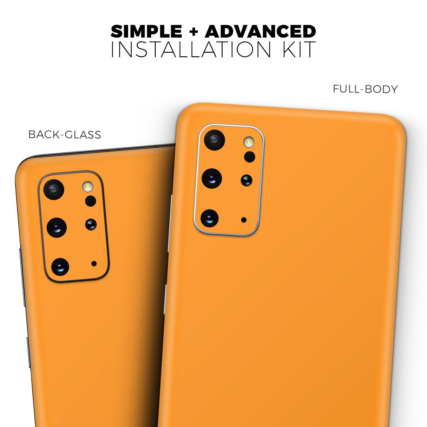 Solid Orange Skin-Kit for Samsung Galaxy S20, showcasing vibrant color and sleek design.