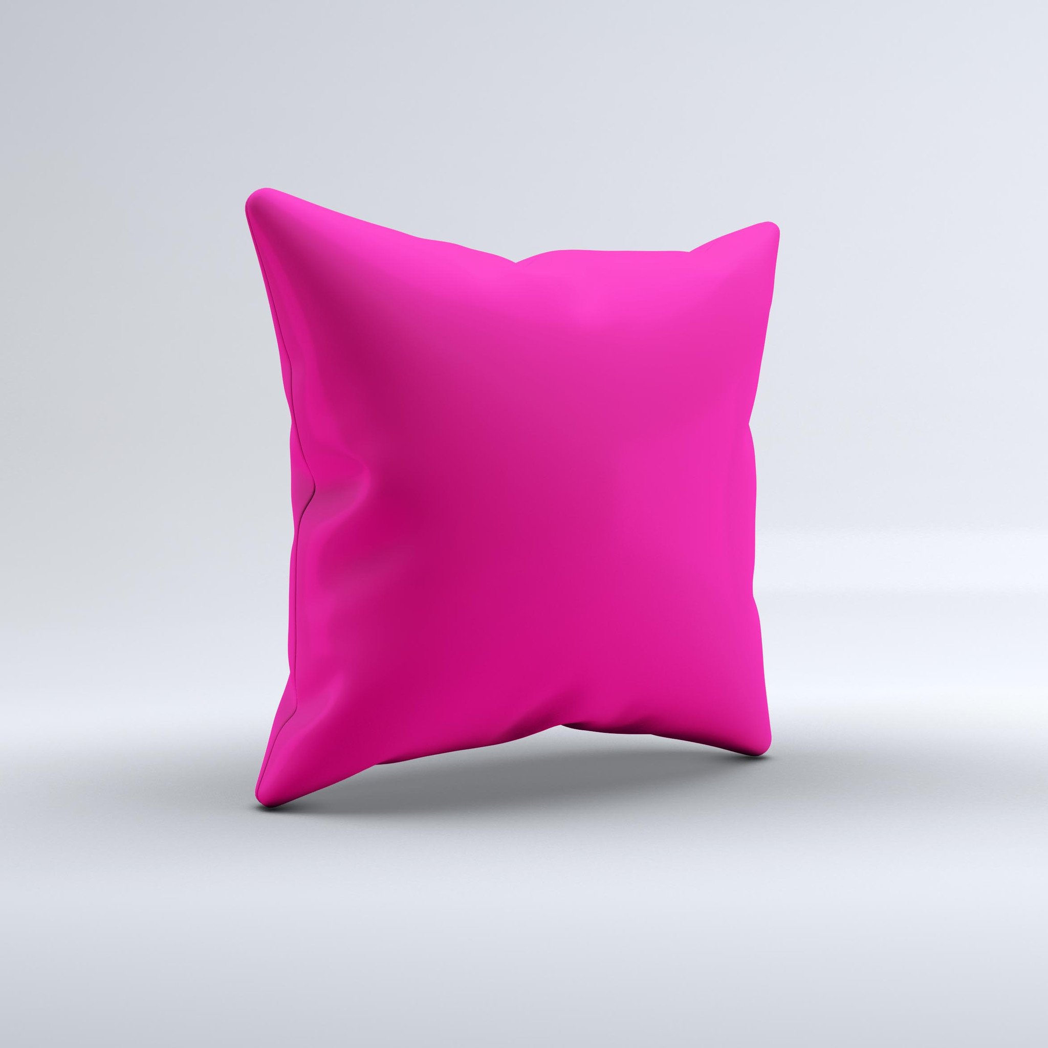 Solid Pink V2 Ink-Fuzed Decorative Throw Pillow showcasing a vibrant pink color and high-quality fabric, handcrafted in Virginia.