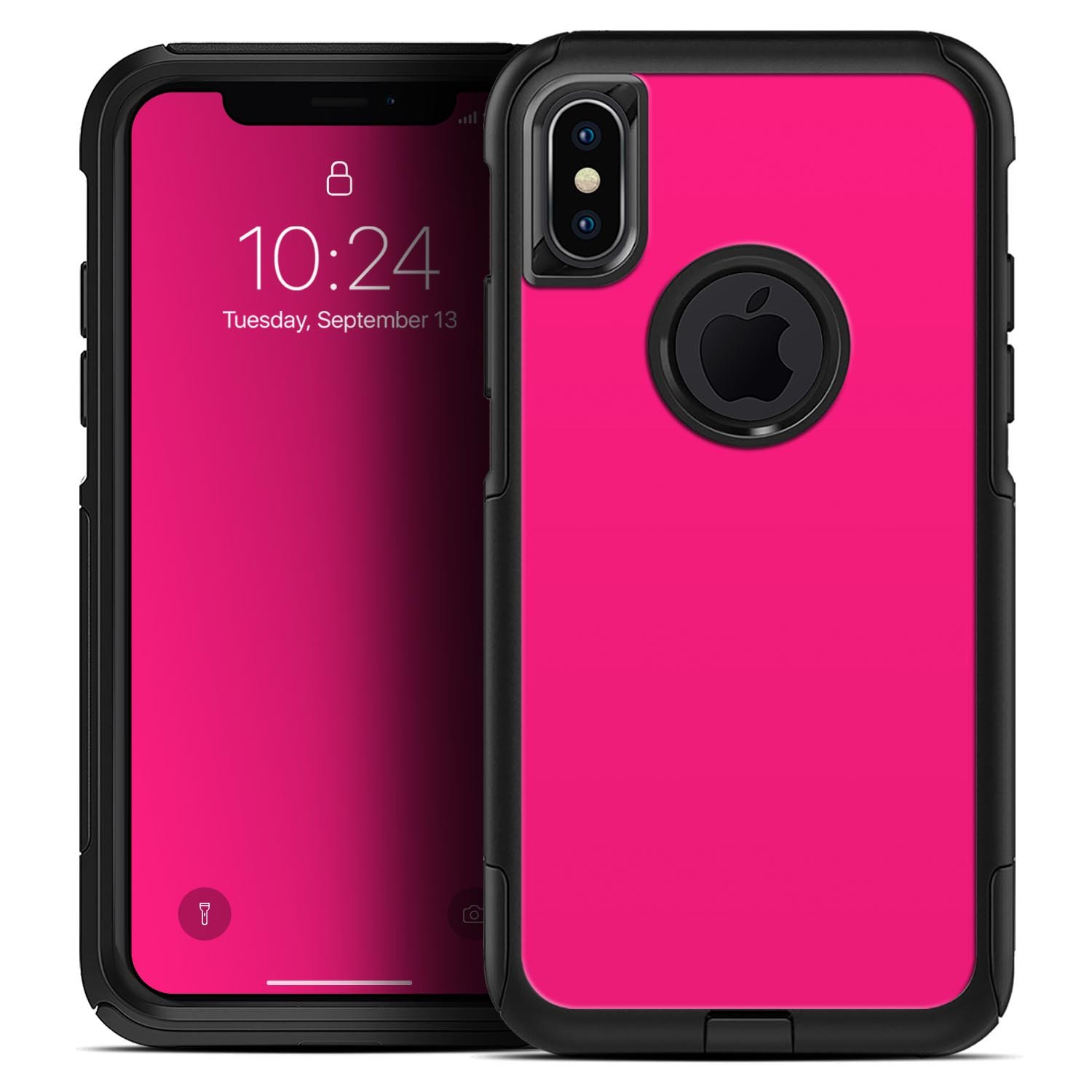 Solid Pink V2 Skin Kit for iPhone OtterBox Cases, showcasing vibrant pink design and premium 3M material.