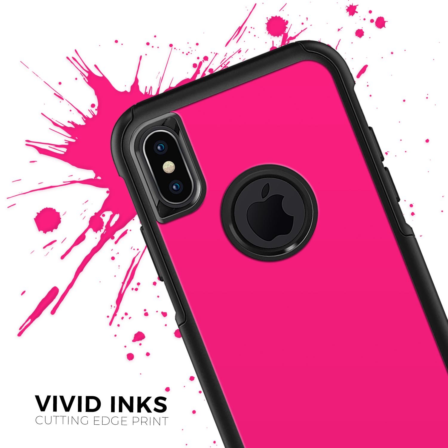 Solid Pink V2 Skin Kit for iPhone OtterBox Cases, showcasing vibrant pink design and premium 3M material.