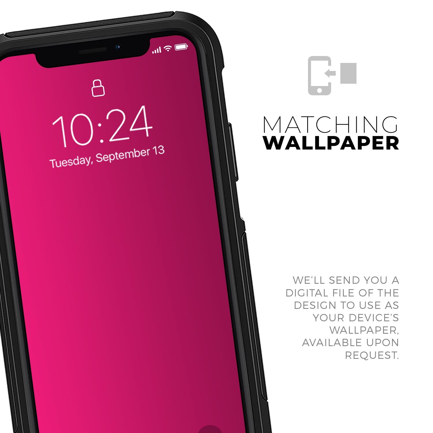 Solid Pink V2 Skin Kit for iPhone OtterBox Cases, showcasing vibrant pink design and premium 3M material.