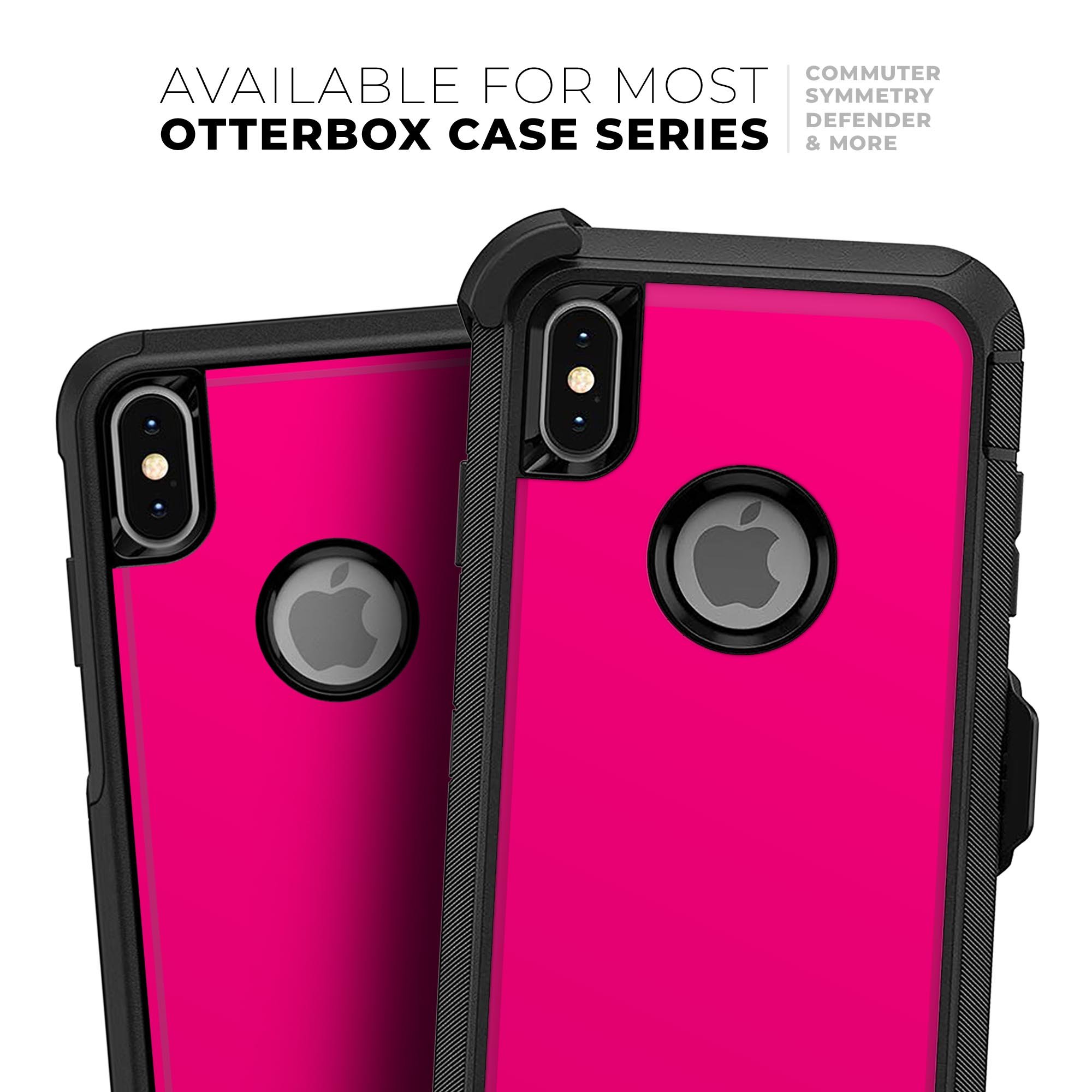 Solid Pink V2 Skin Kit for iPhone OtterBox Cases, showcasing vibrant pink design and premium 3M material.