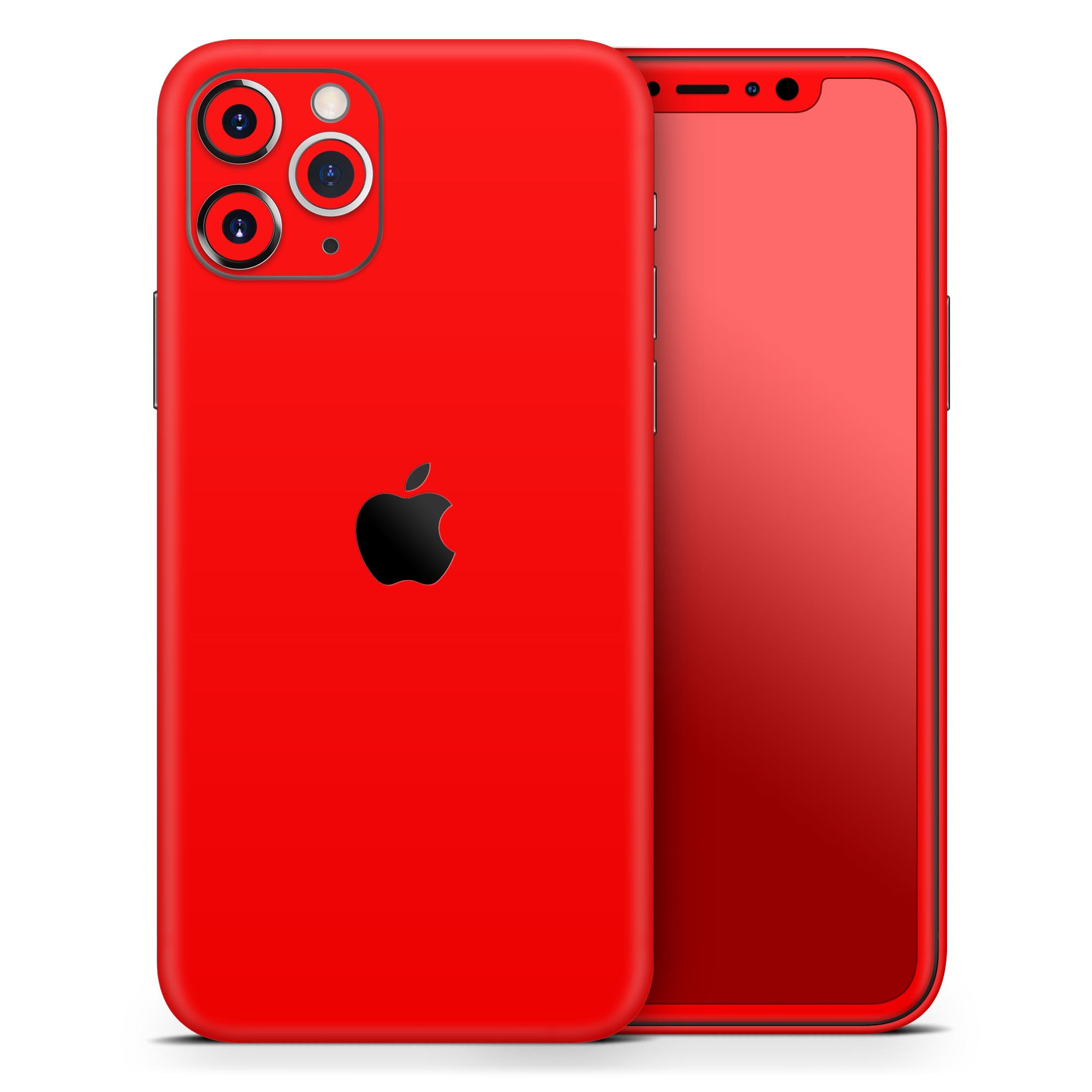 Solid Red Skin-Kit for Apple iPhone 14, 13, 12, showcasing a sleek design and premium vinyl material.