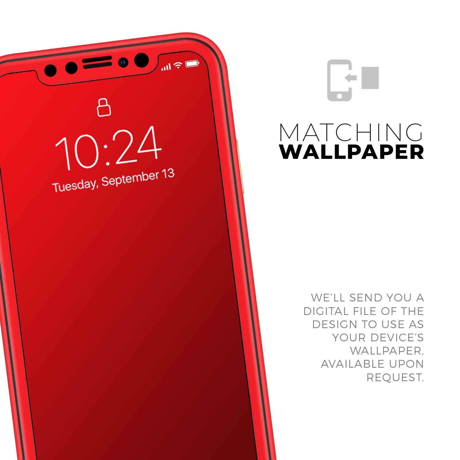 Solid Red Skin-Kit for Apple iPhone 14, 13, 12, showcasing a sleek design and premium vinyl material.