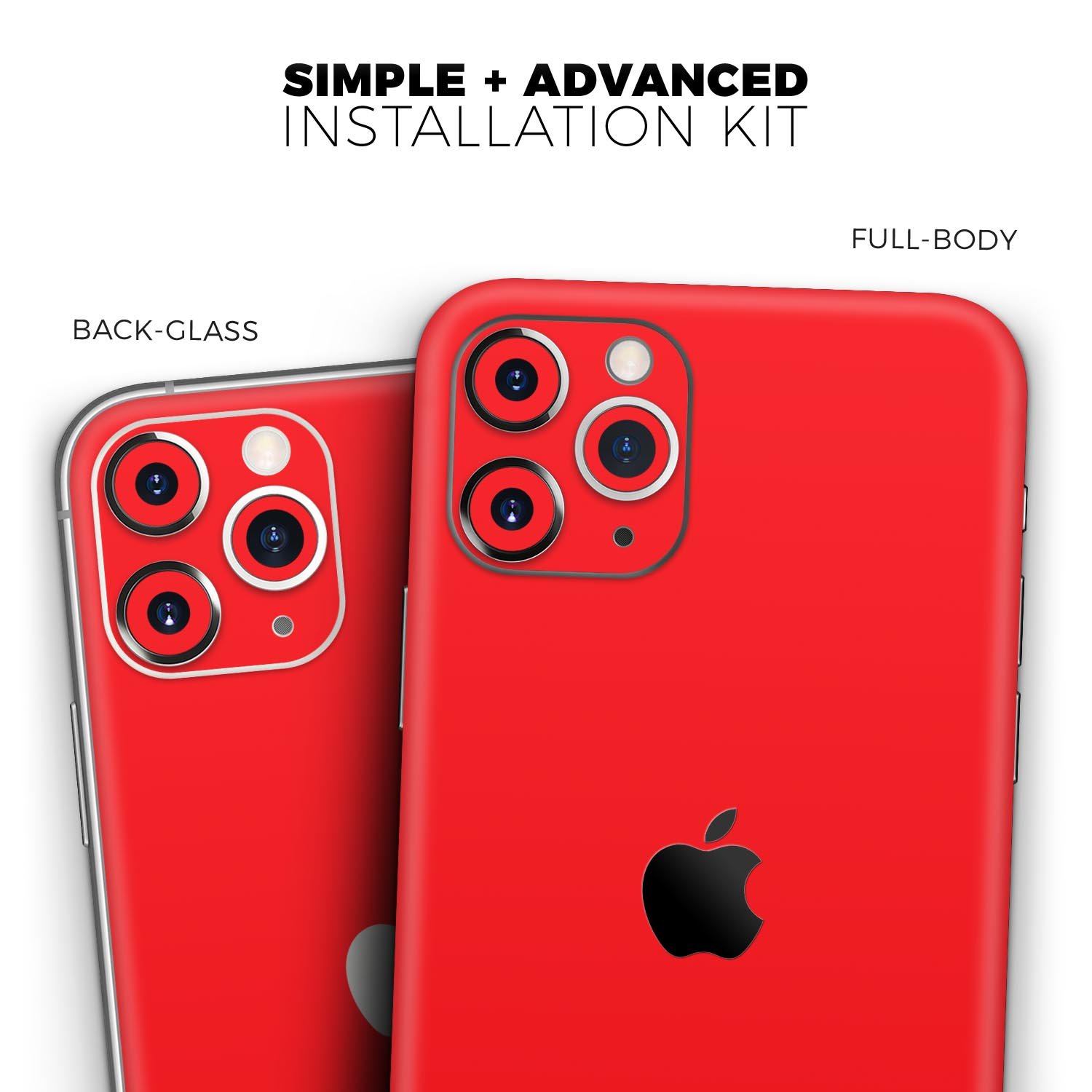 Solid Red Skin-Kit for Apple iPhone 14, 13, 12, showcasing a sleek design and premium vinyl material.