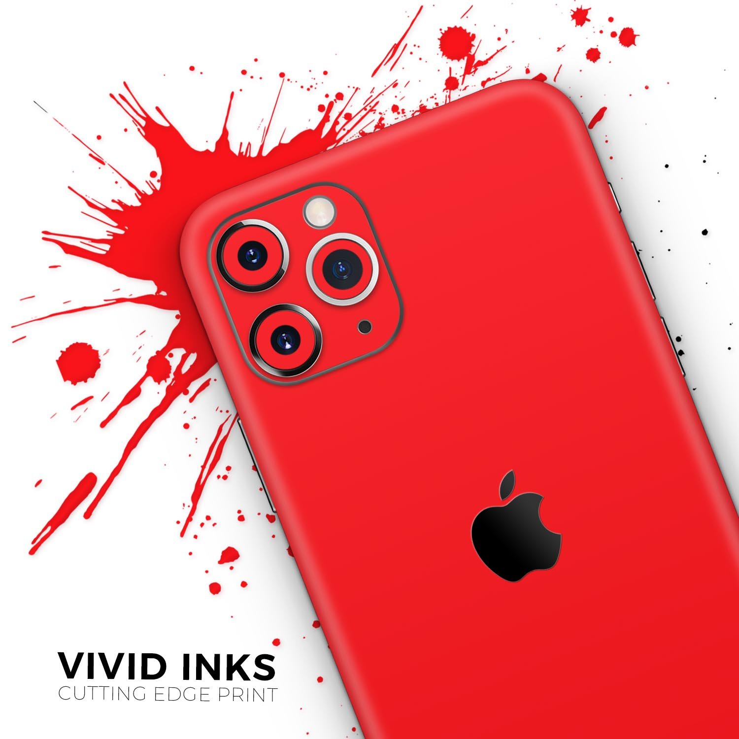 Solid Red Skin-Kit for Apple iPhone 14, 13, 12, showcasing a sleek design and premium vinyl material.