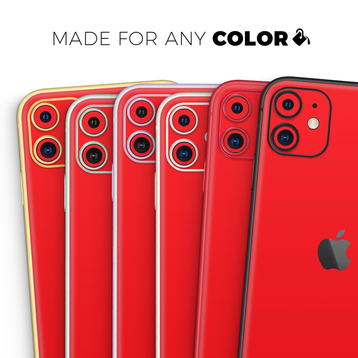 Solid Red Skin-Kit for Apple iPhone 14, 13, 12, showcasing a sleek design and premium vinyl material.