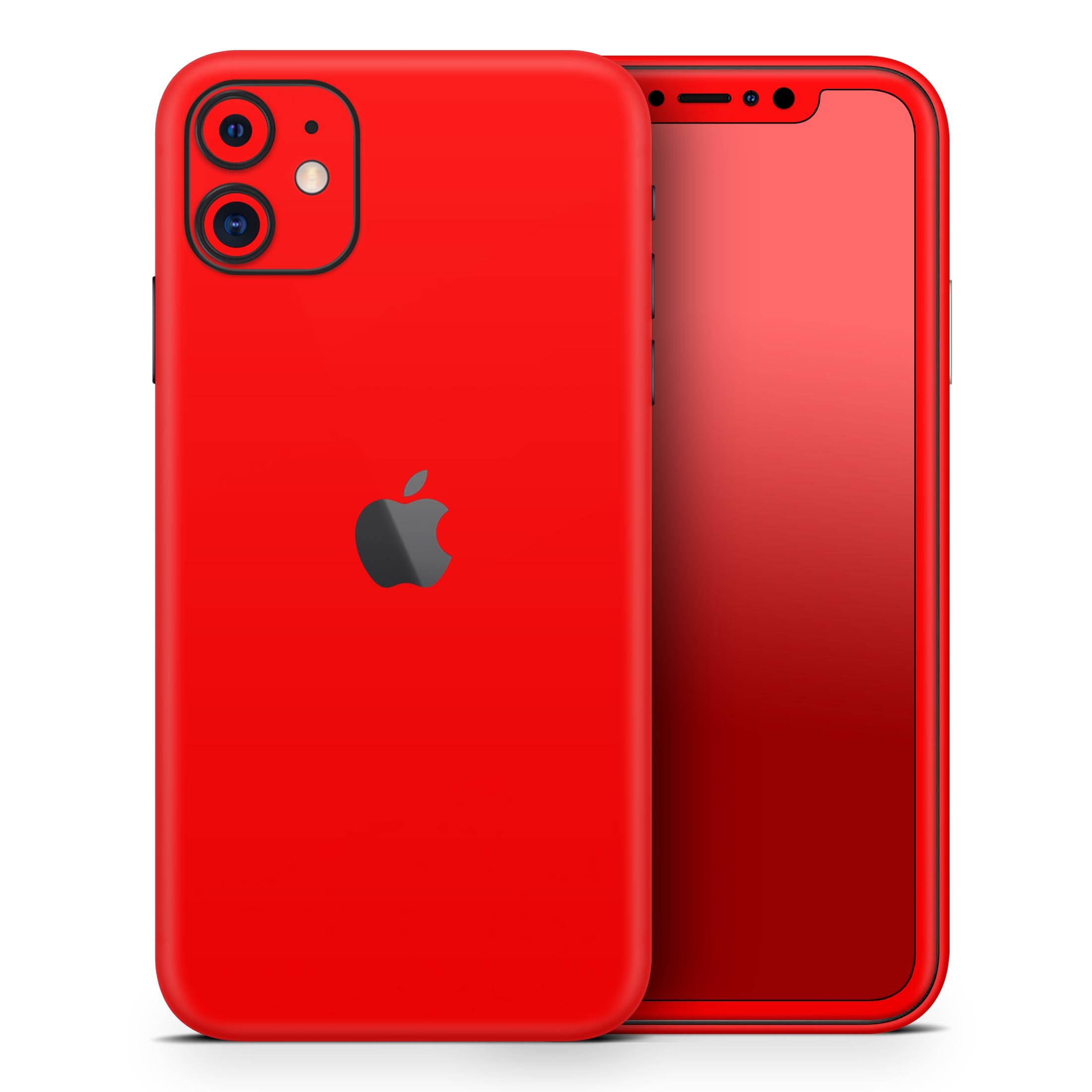 Solid Red Skin-Kit for Apple iPhone 14, 13, 12, showcasing a sleek design and premium vinyl material.