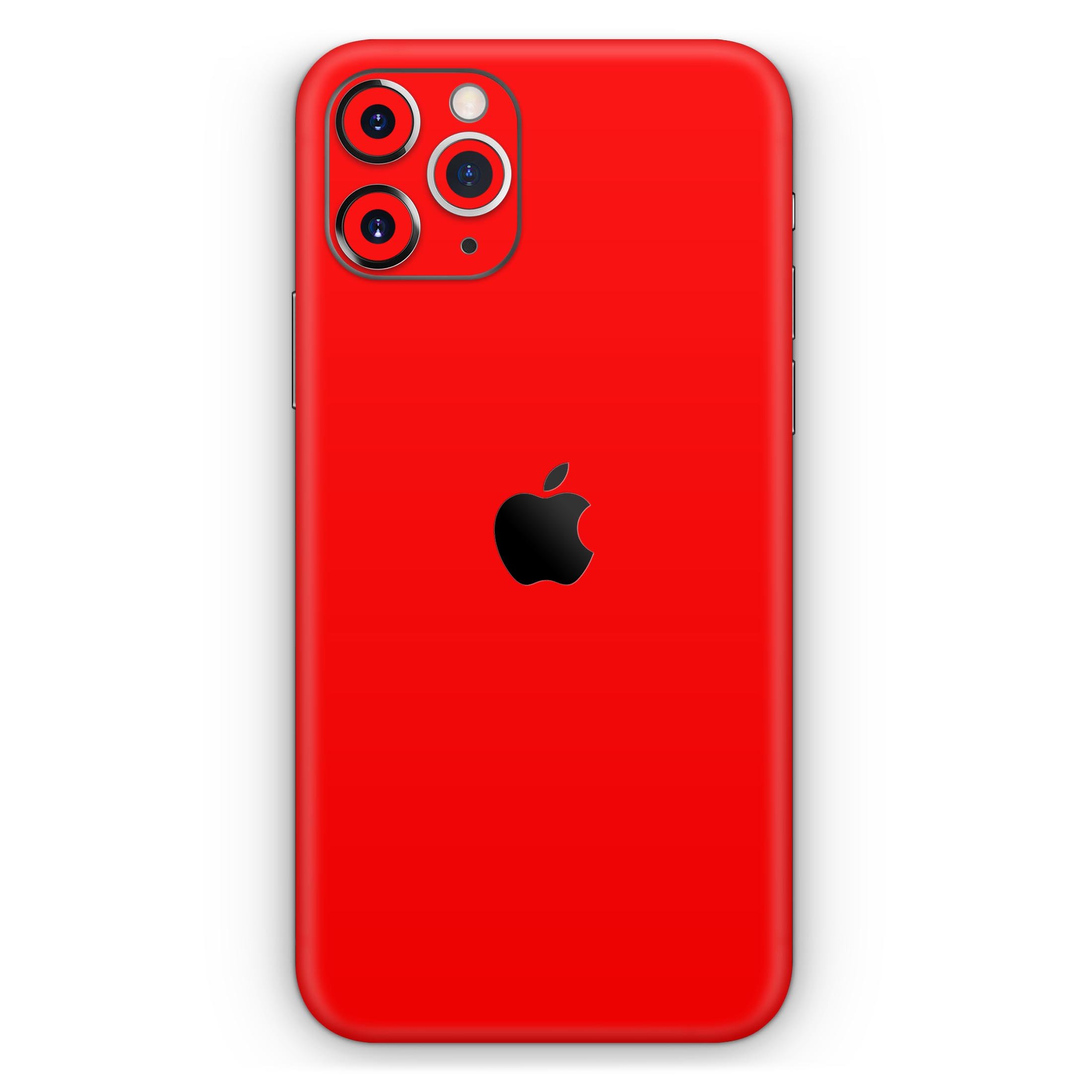 Solid Red Skin-Kit for Apple iPhone 14, 13, 12, showcasing a sleek design and premium vinyl material.