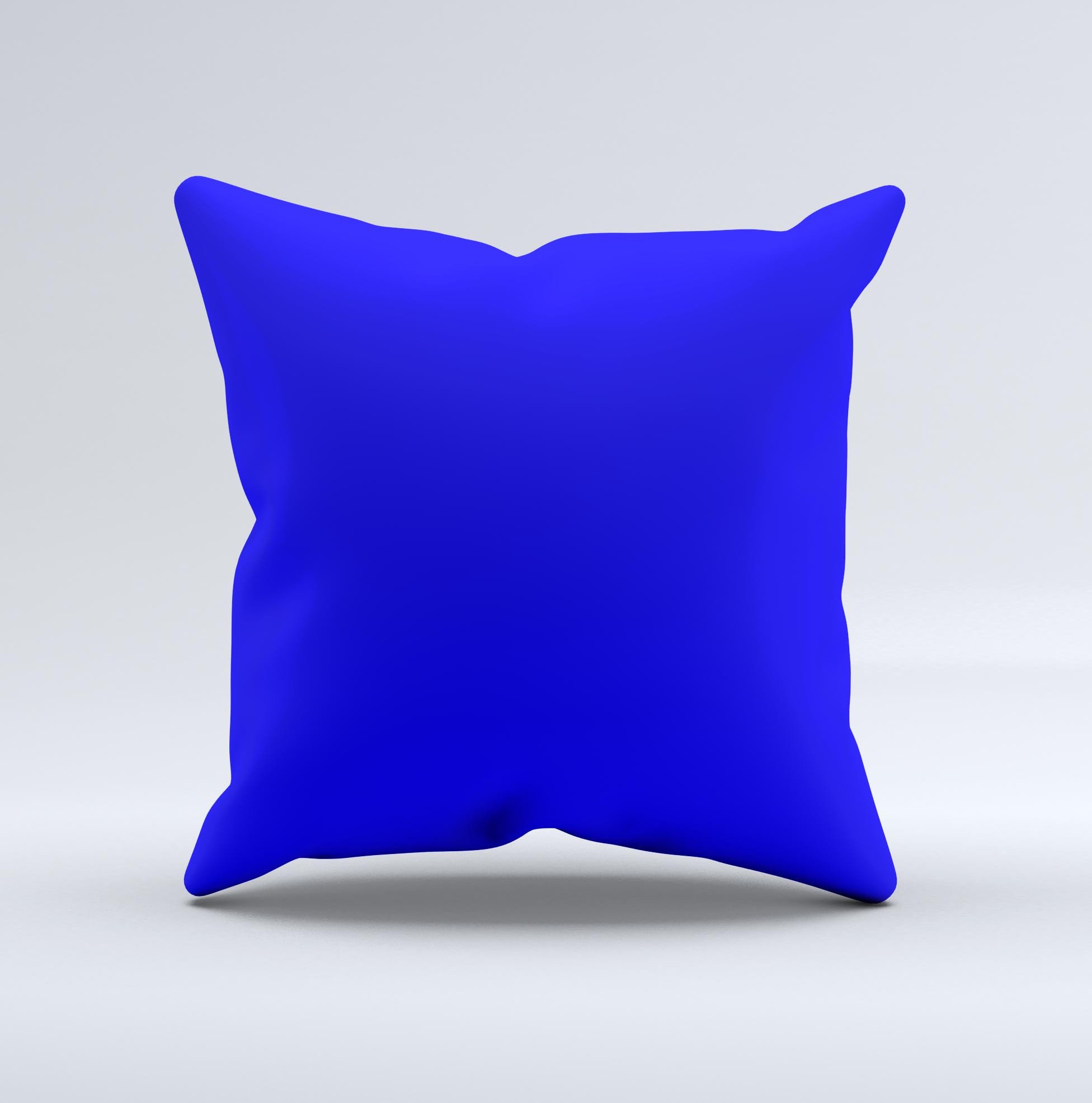 Solid royal blue decorative throw pillow with high thread count fabric, handcrafted in Virginia, showcasing unique imperfections.