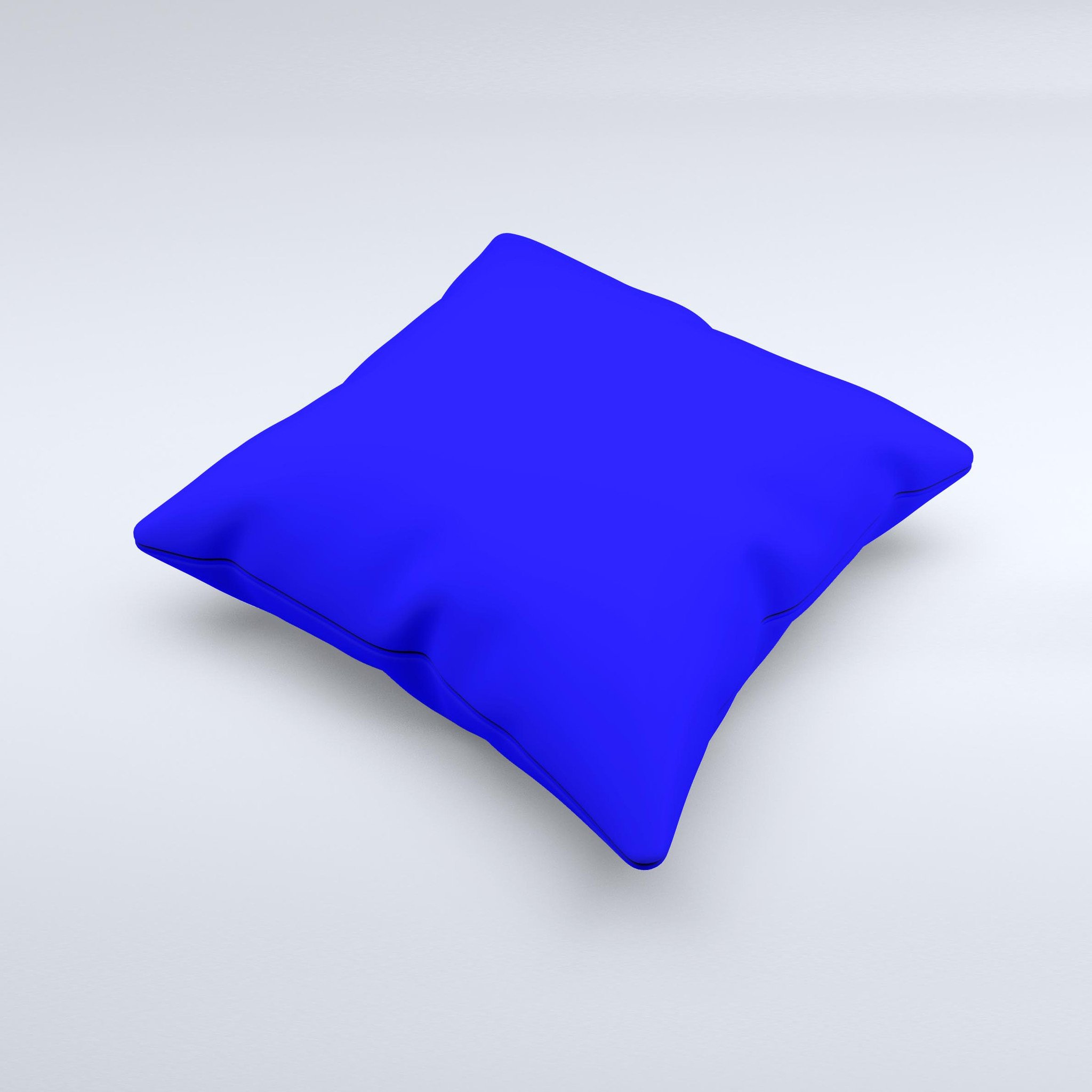 Solid royal blue decorative throw pillow with high thread count fabric, handcrafted in Virginia, showcasing unique imperfections.