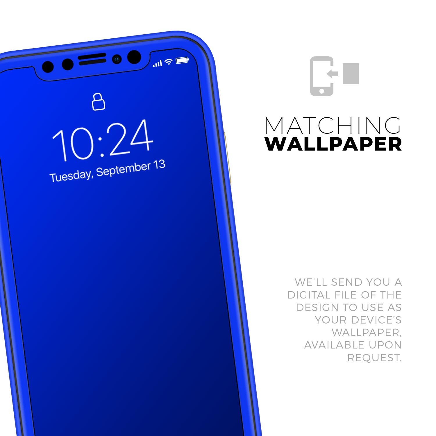 Solid Royal Blue Skin-Kit for Apple iPhone 14 and 13, showcasing a sleek design and premium vinyl material.