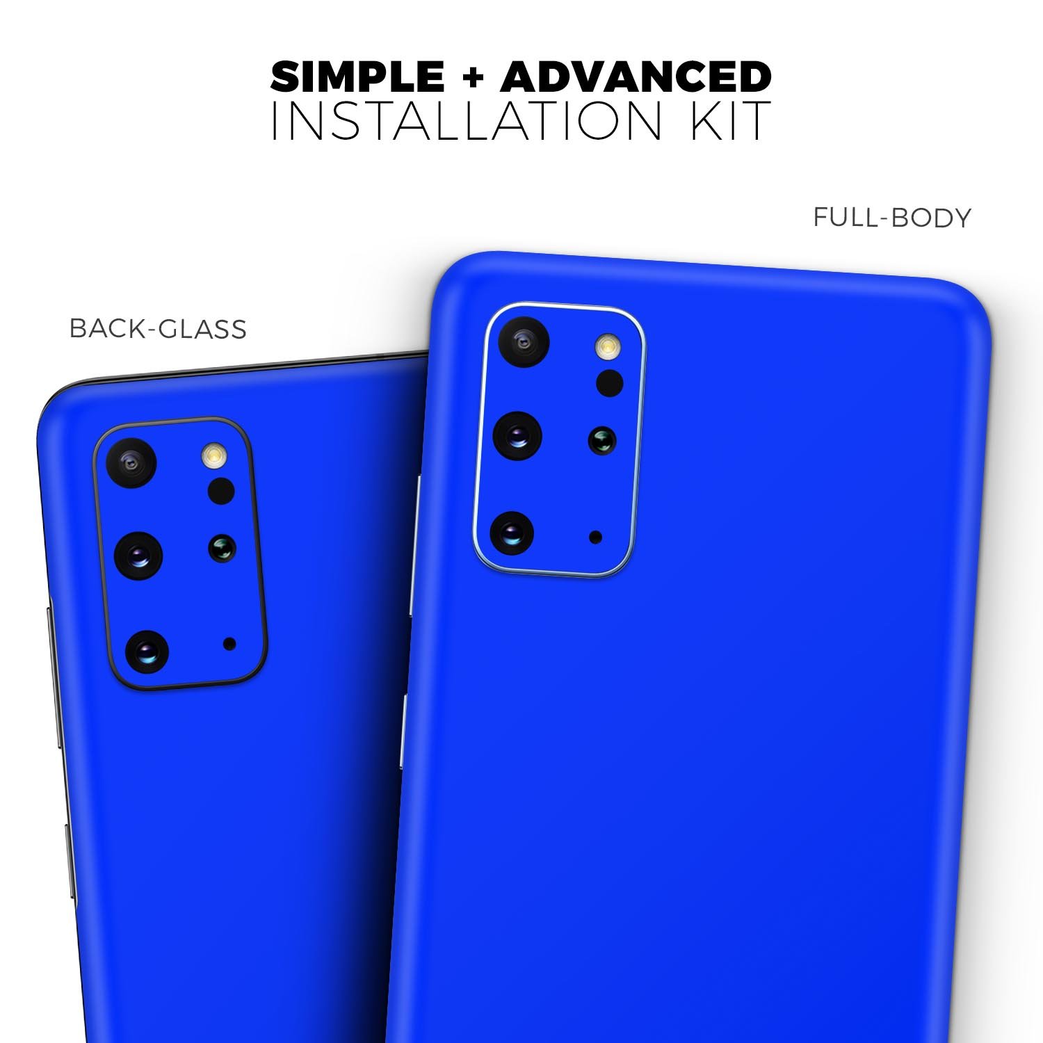 Solid Royal Blue Skin-Kit for Samsung Galaxy S20, showcasing a sleek design and premium vinyl material.