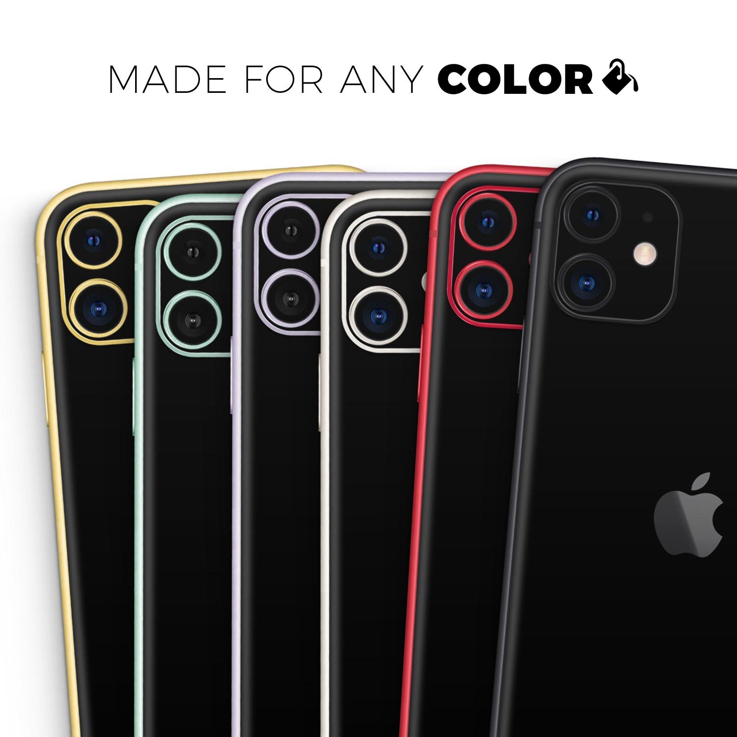 Solid State Black Skin-Kit for Apple iPhone 14 and 13, showcasing premium vinyl design and sleek finish.